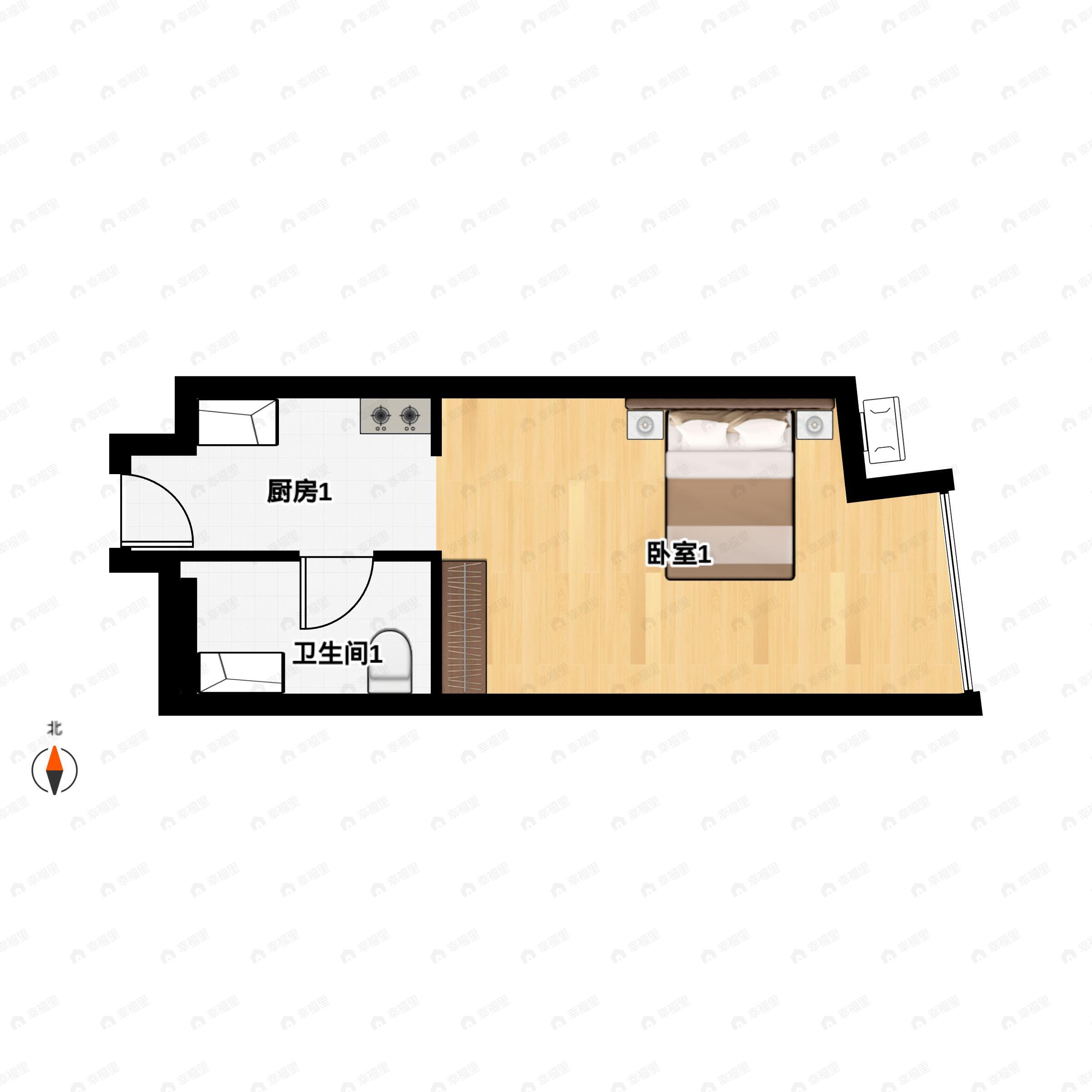 1室1厅1卫建面47平户型图