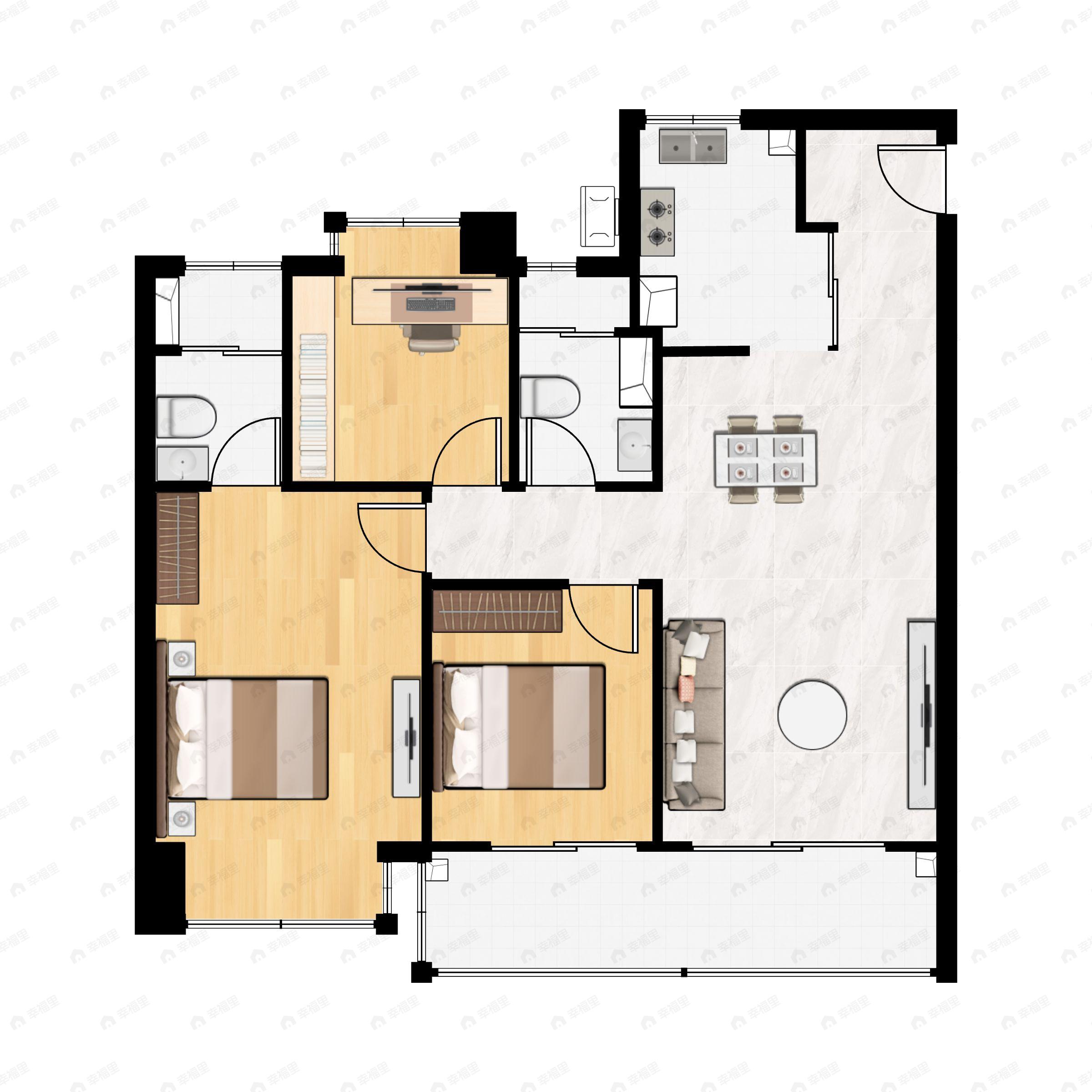 3室2厅2卫建面112平户型图