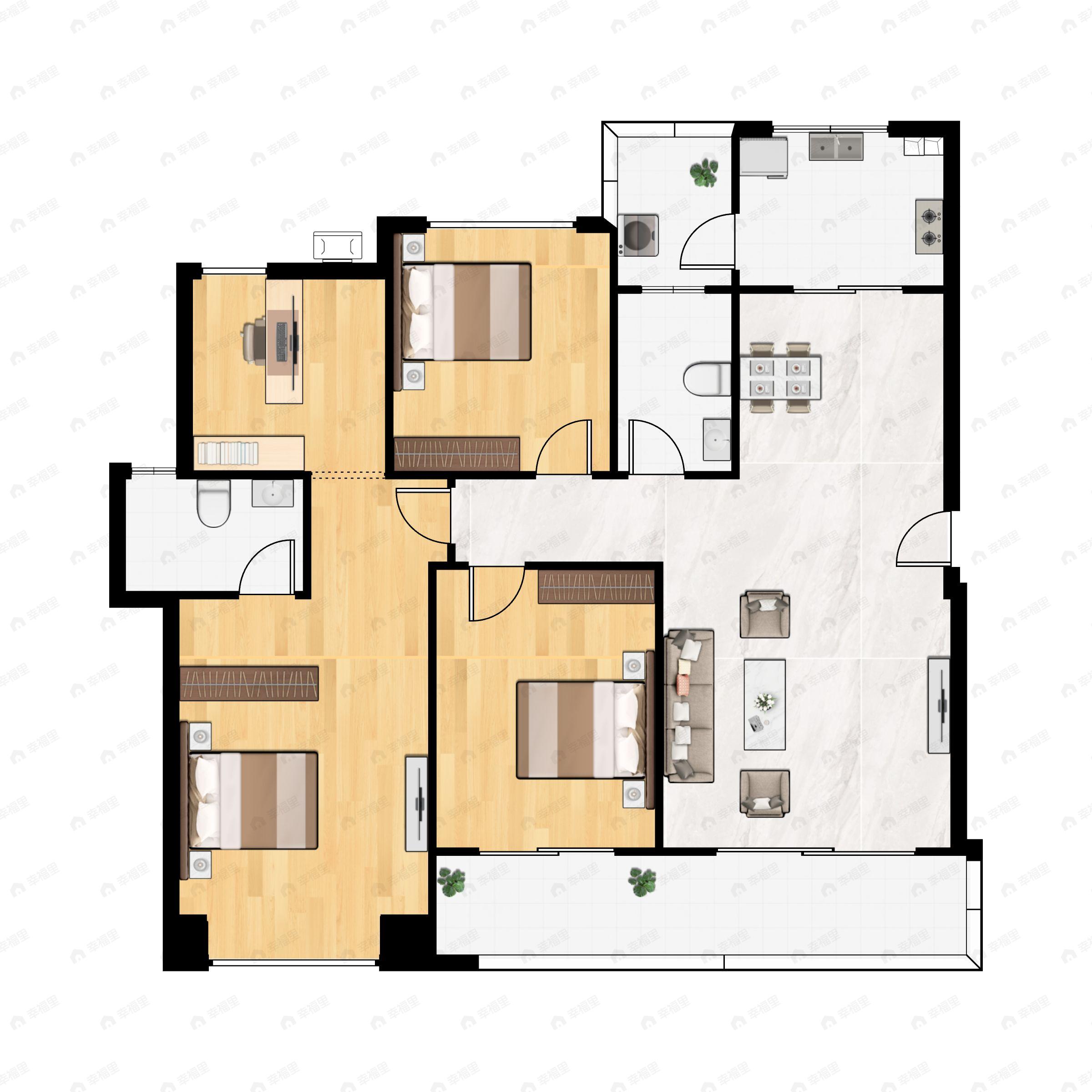 4室2厅2卫建面121平户型图