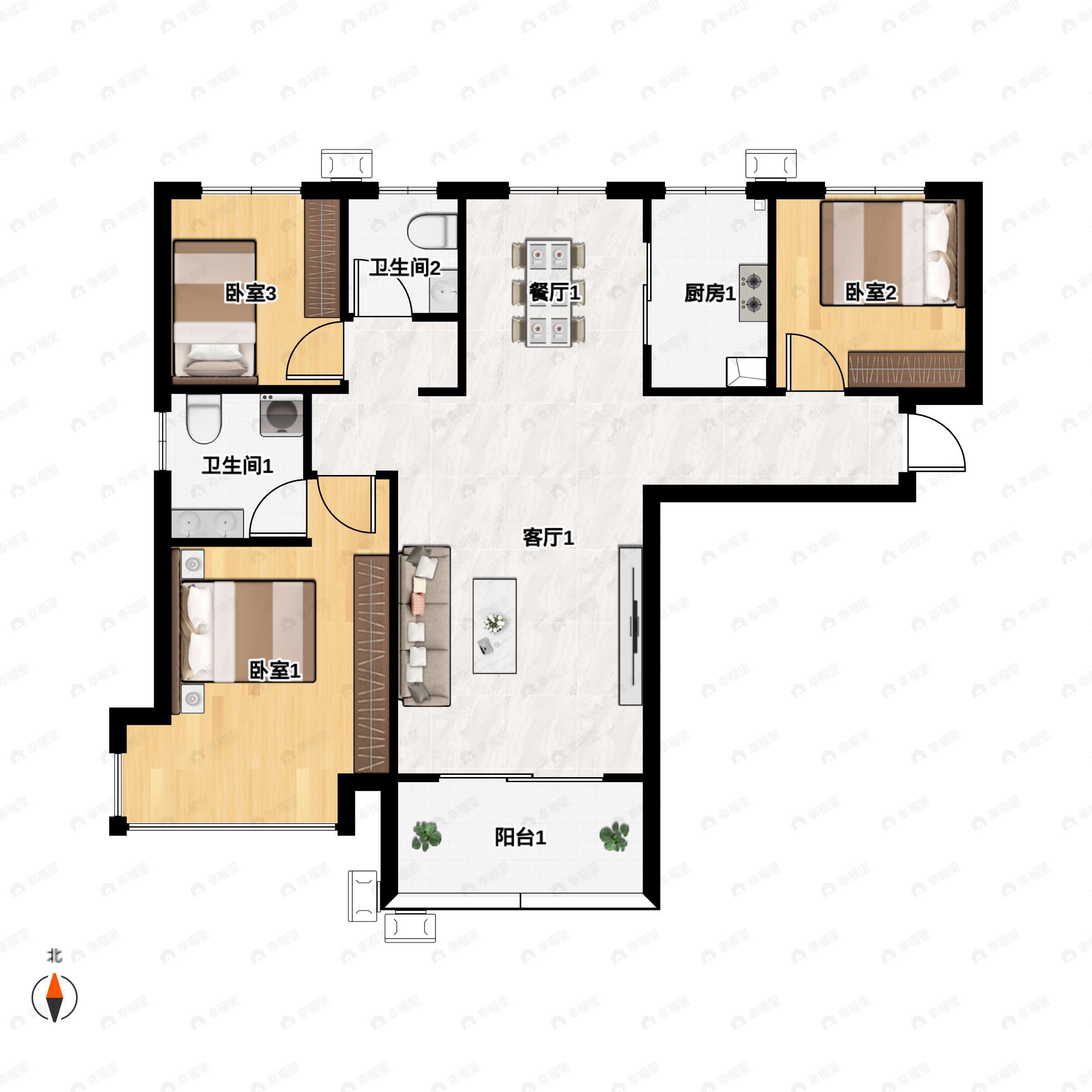 香榭里兰溪3室2厅2卫户型图