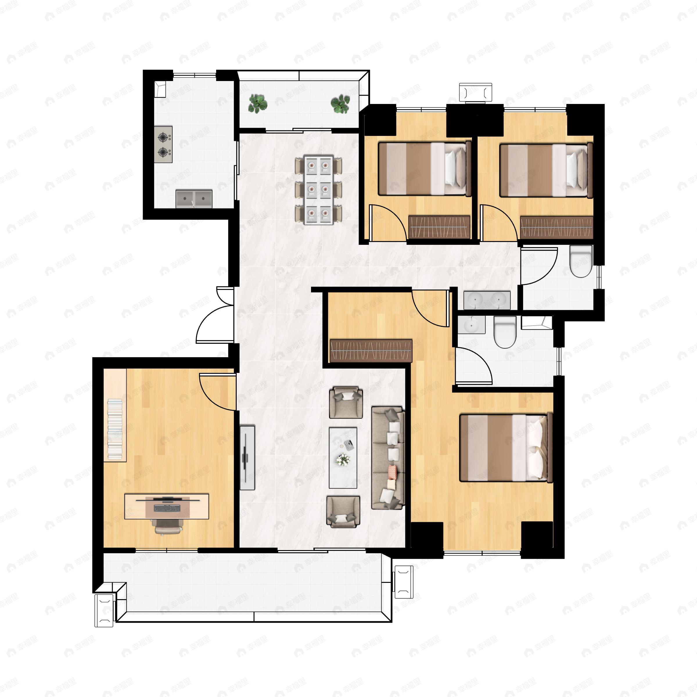 北辰孔雀城航天府4室2厅2卫户型图