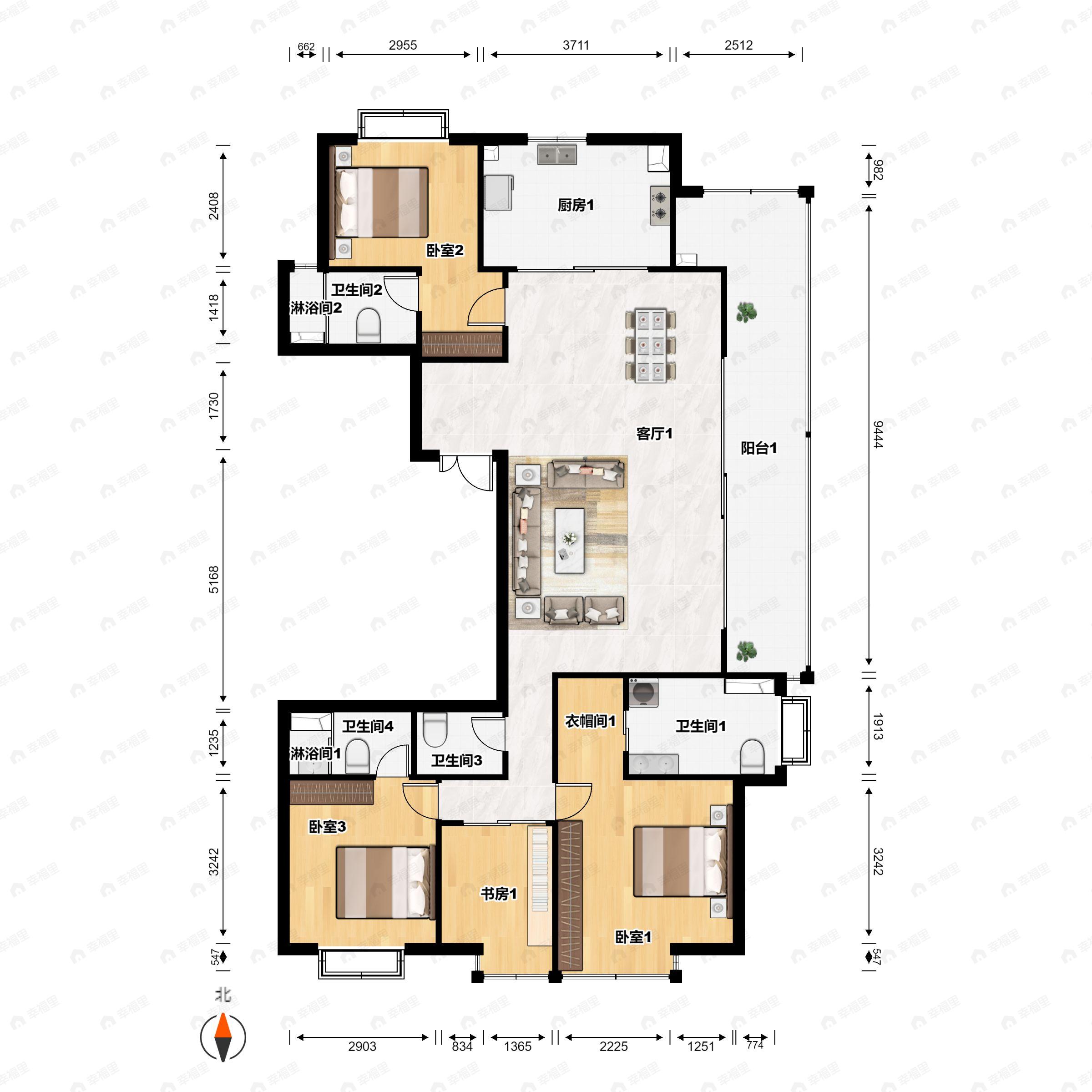 华润置地润府4室2厅4卫户型图