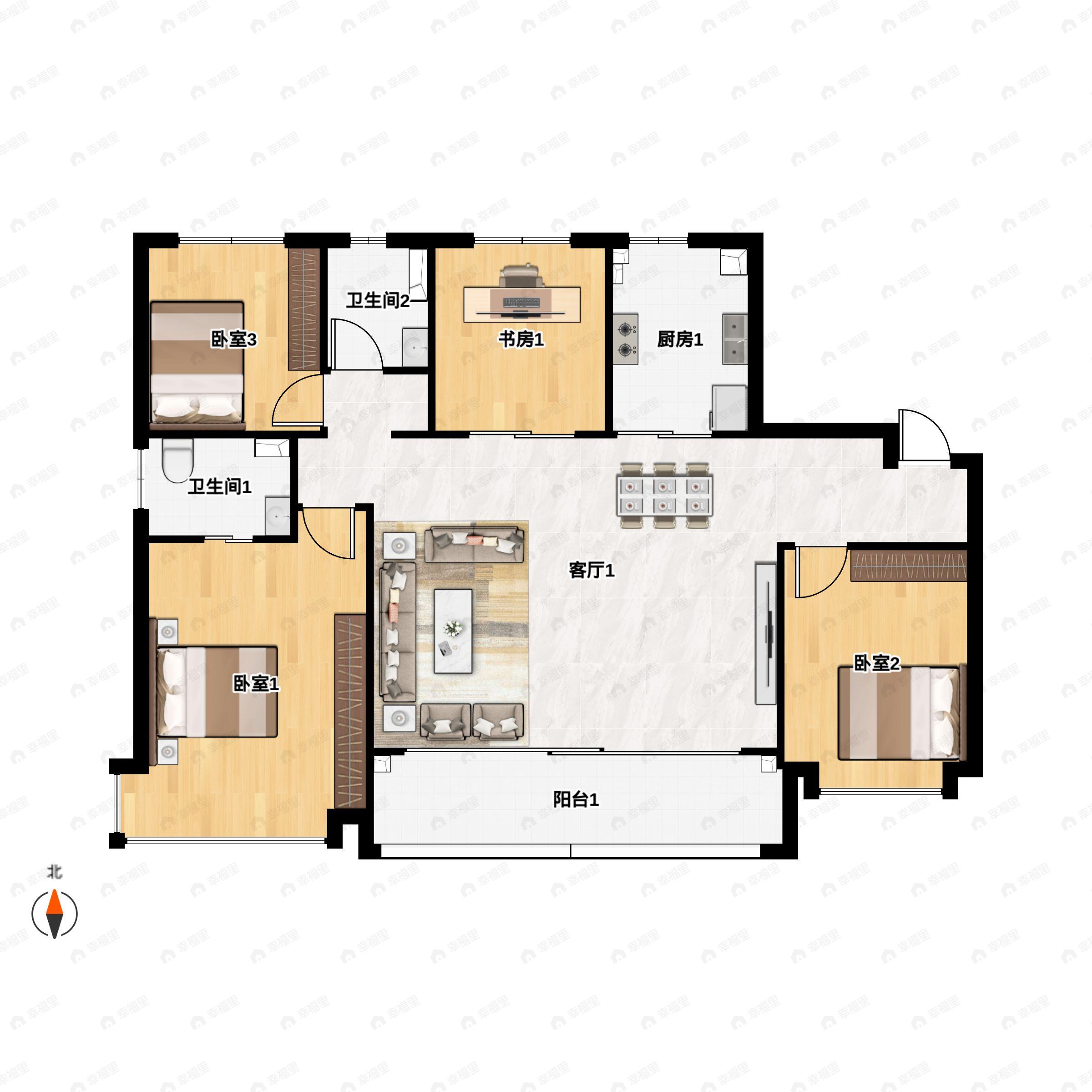 白桦林悦4室2厅2卫户型图