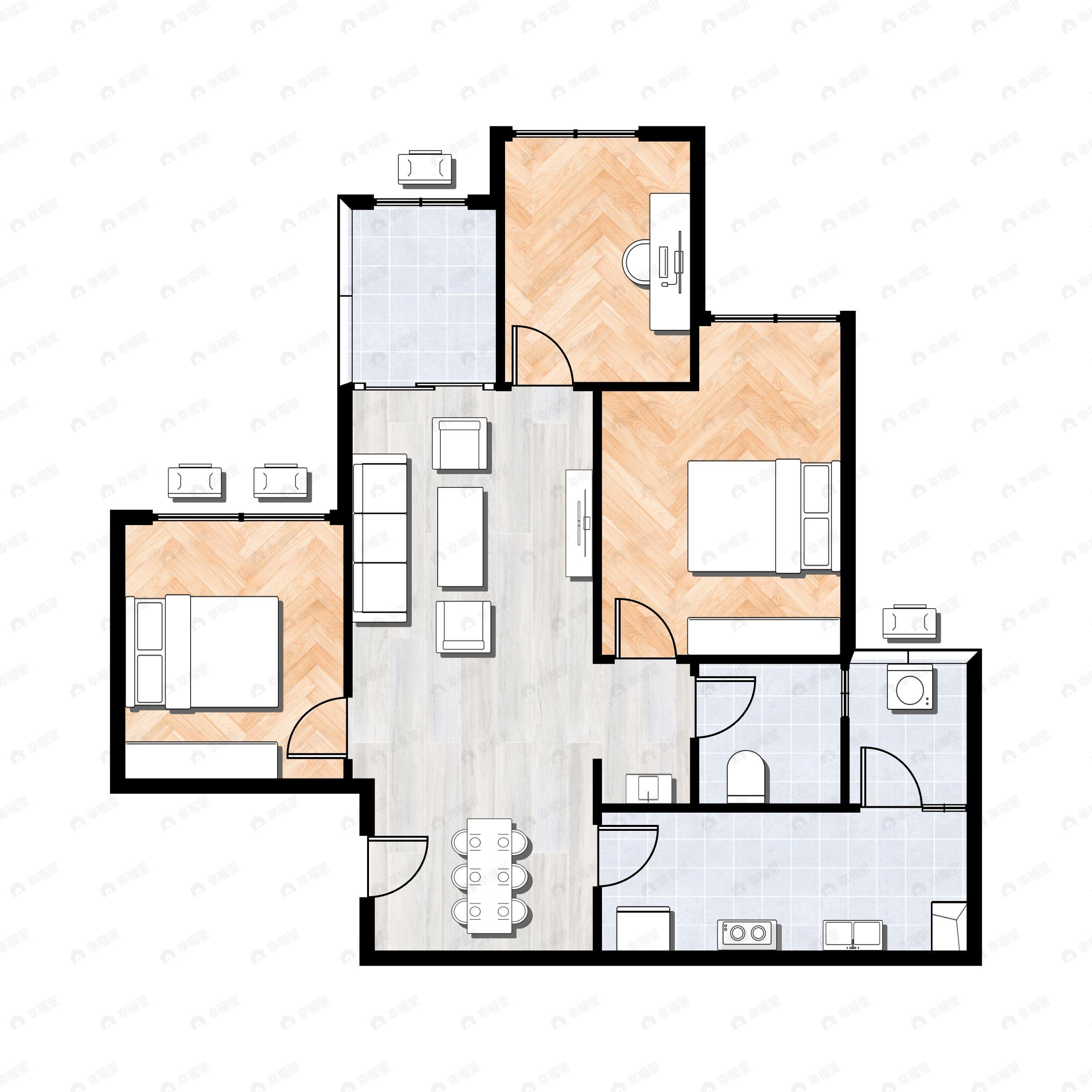 3室2厅1卫建面83平户型图