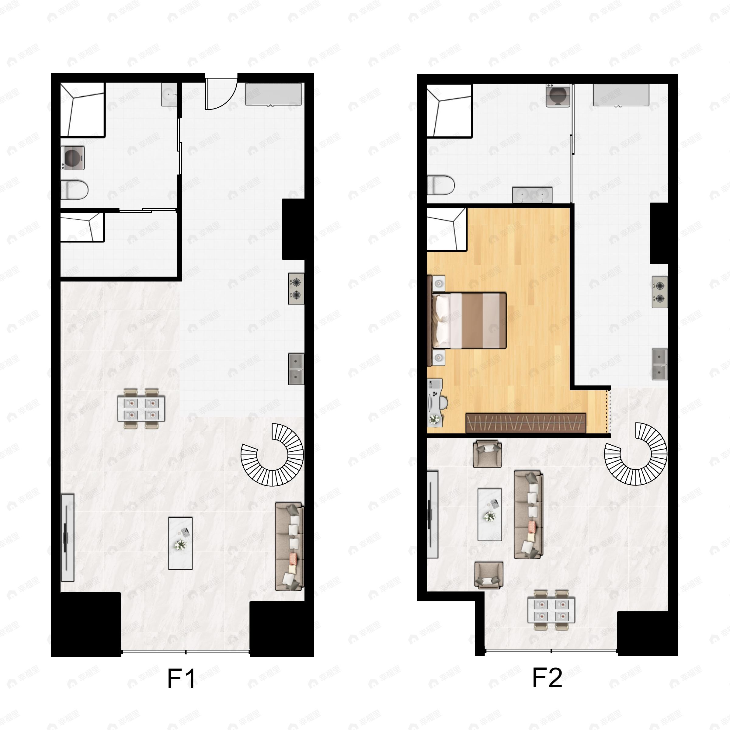1室2厅1卫建面32平户型图