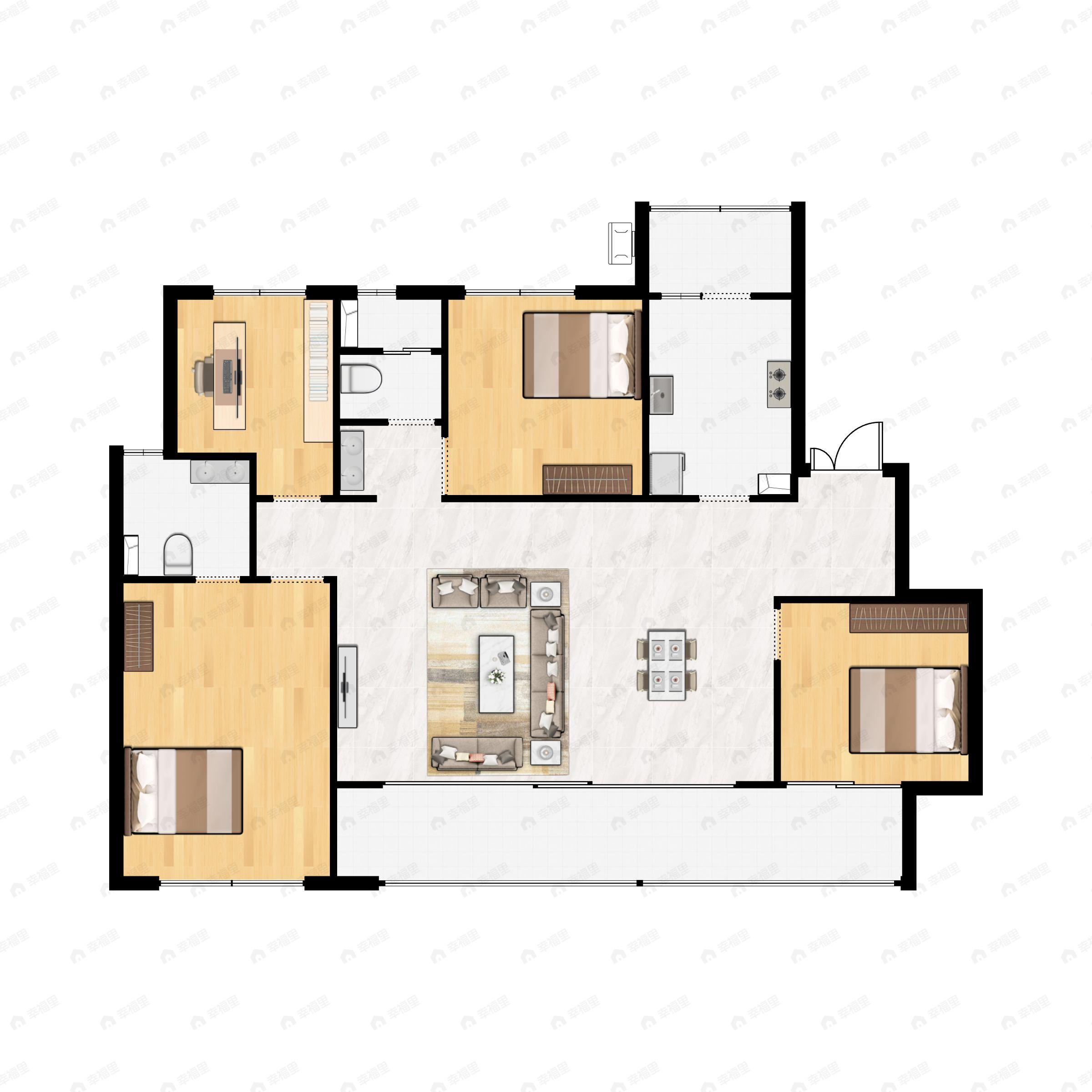4室2厅2卫建面141平户型图