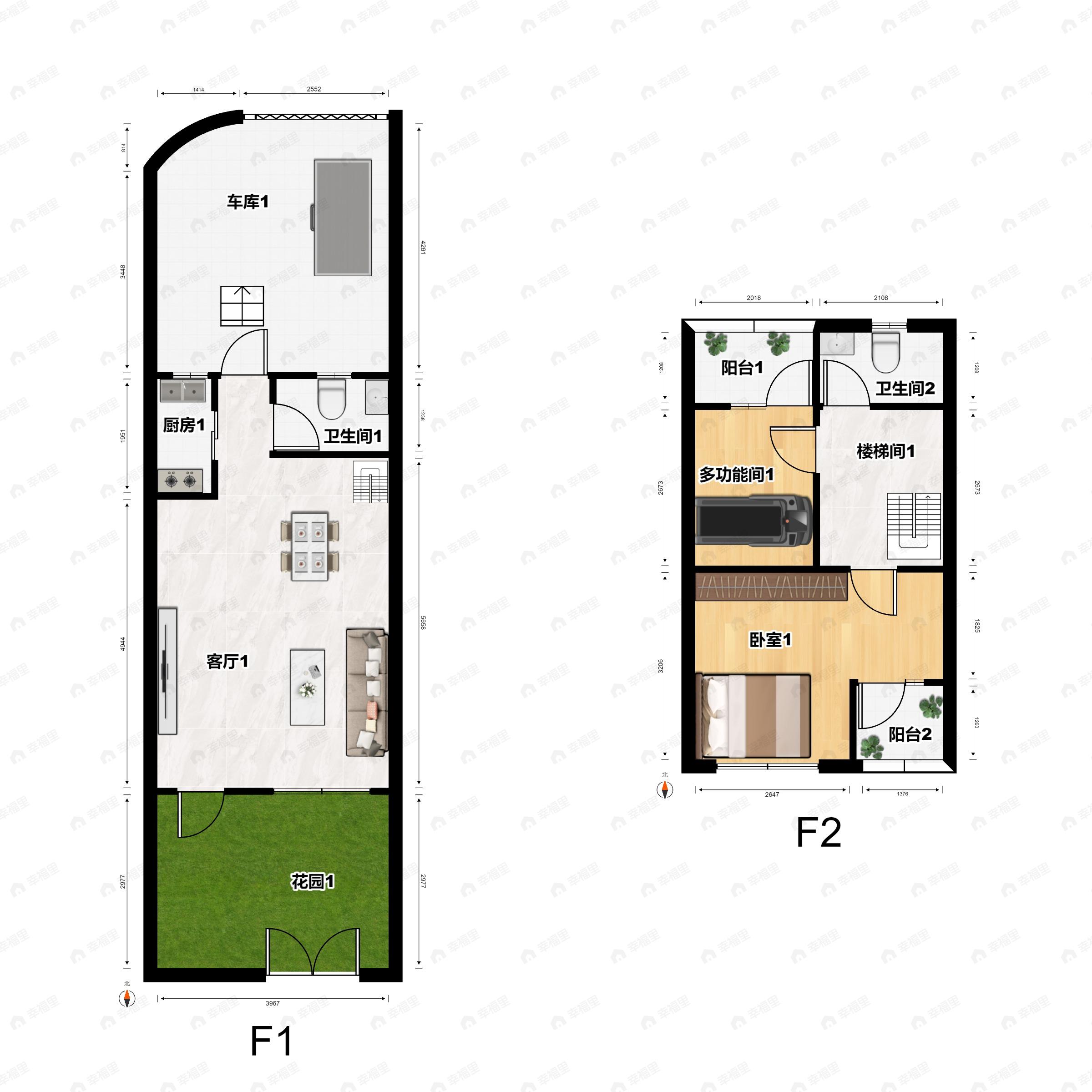 2室2厅2卫建面88平户型图