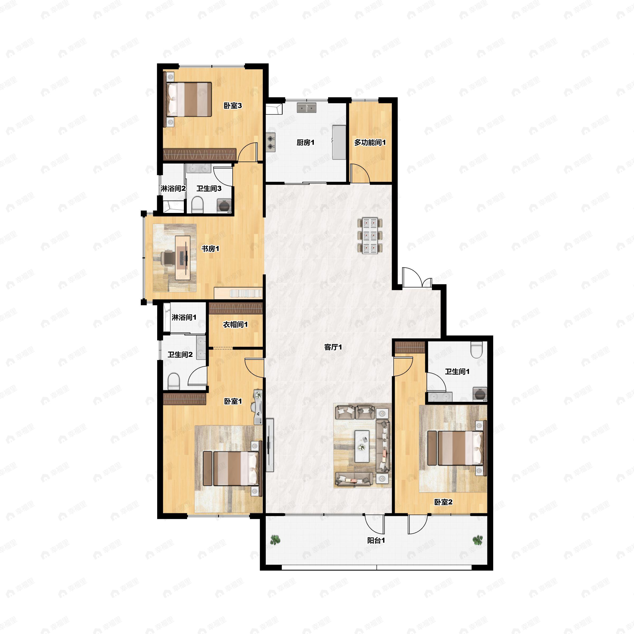 青岛东方影都5室2厅3卫户型图