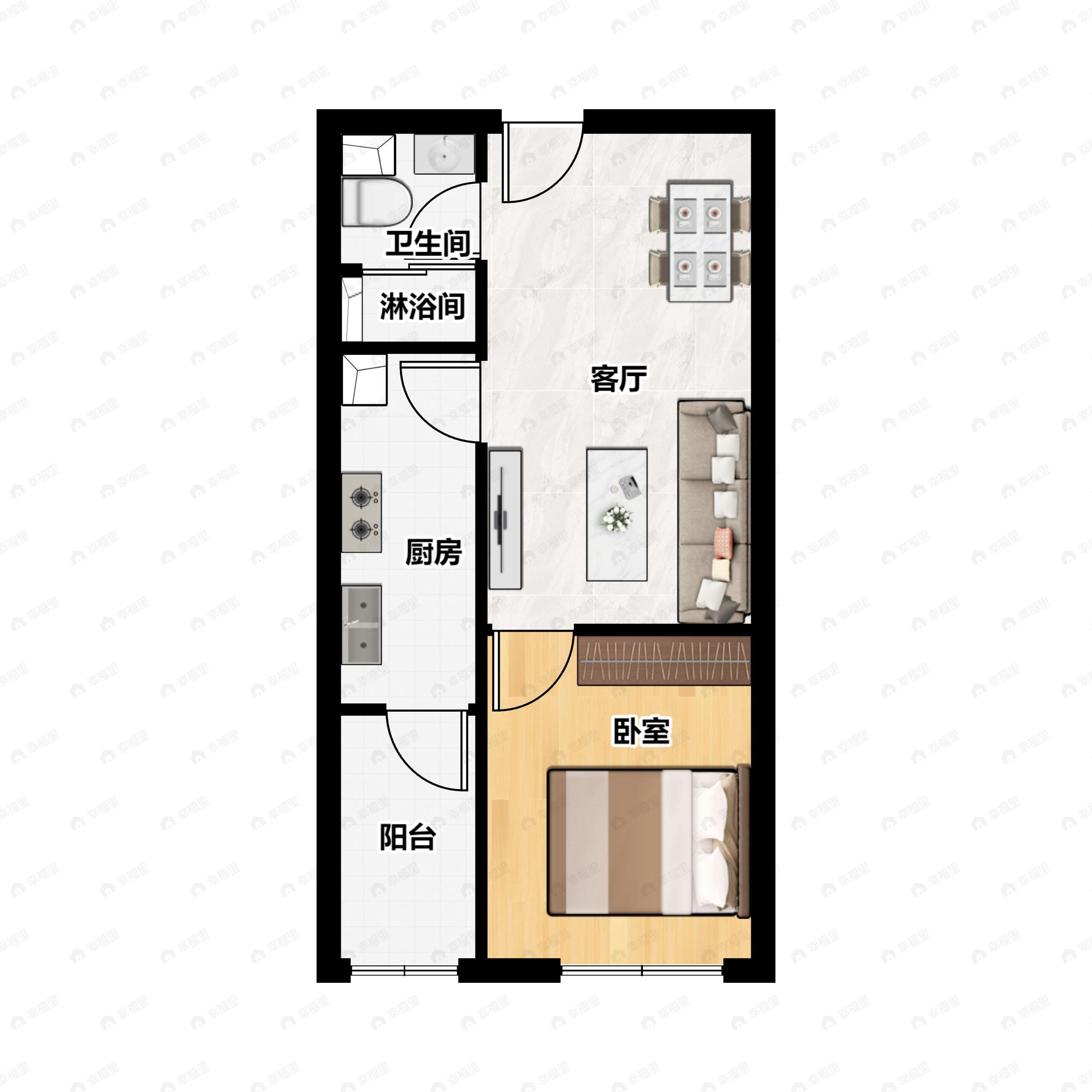 万熙天地1室2厅1卫户型图