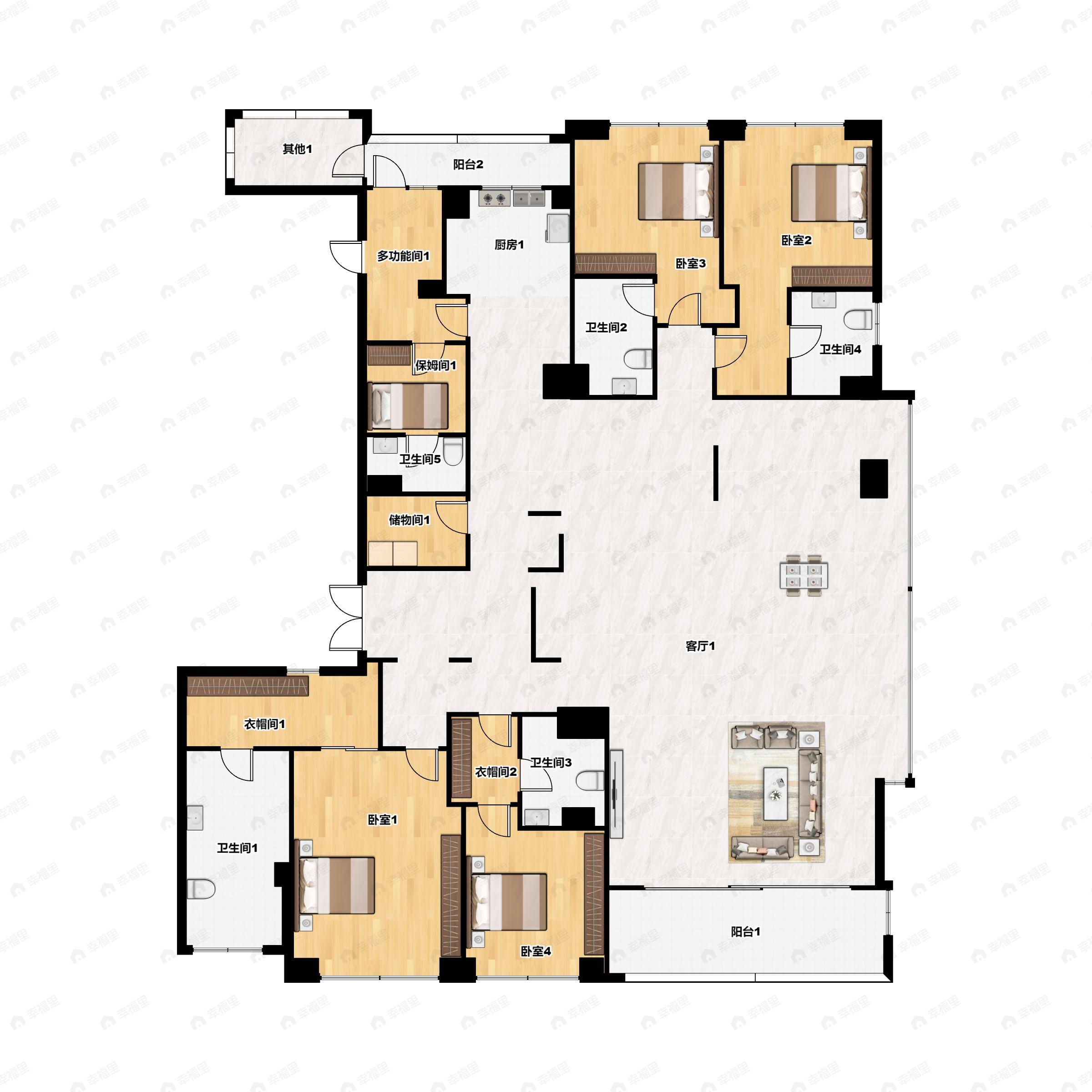 4室2厅5卫建面364平南户型图