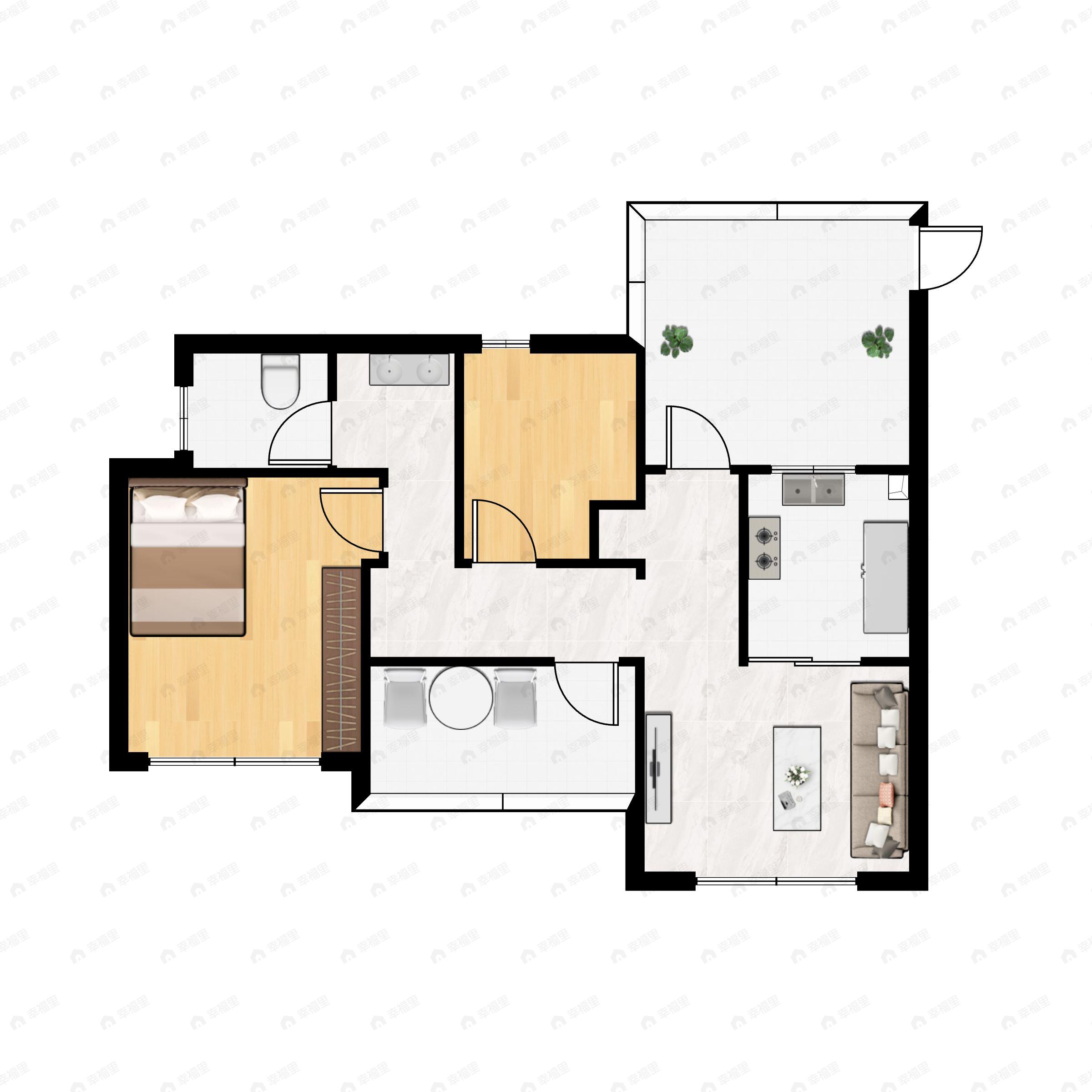 盛唐岚山2室2厅1卫户型图