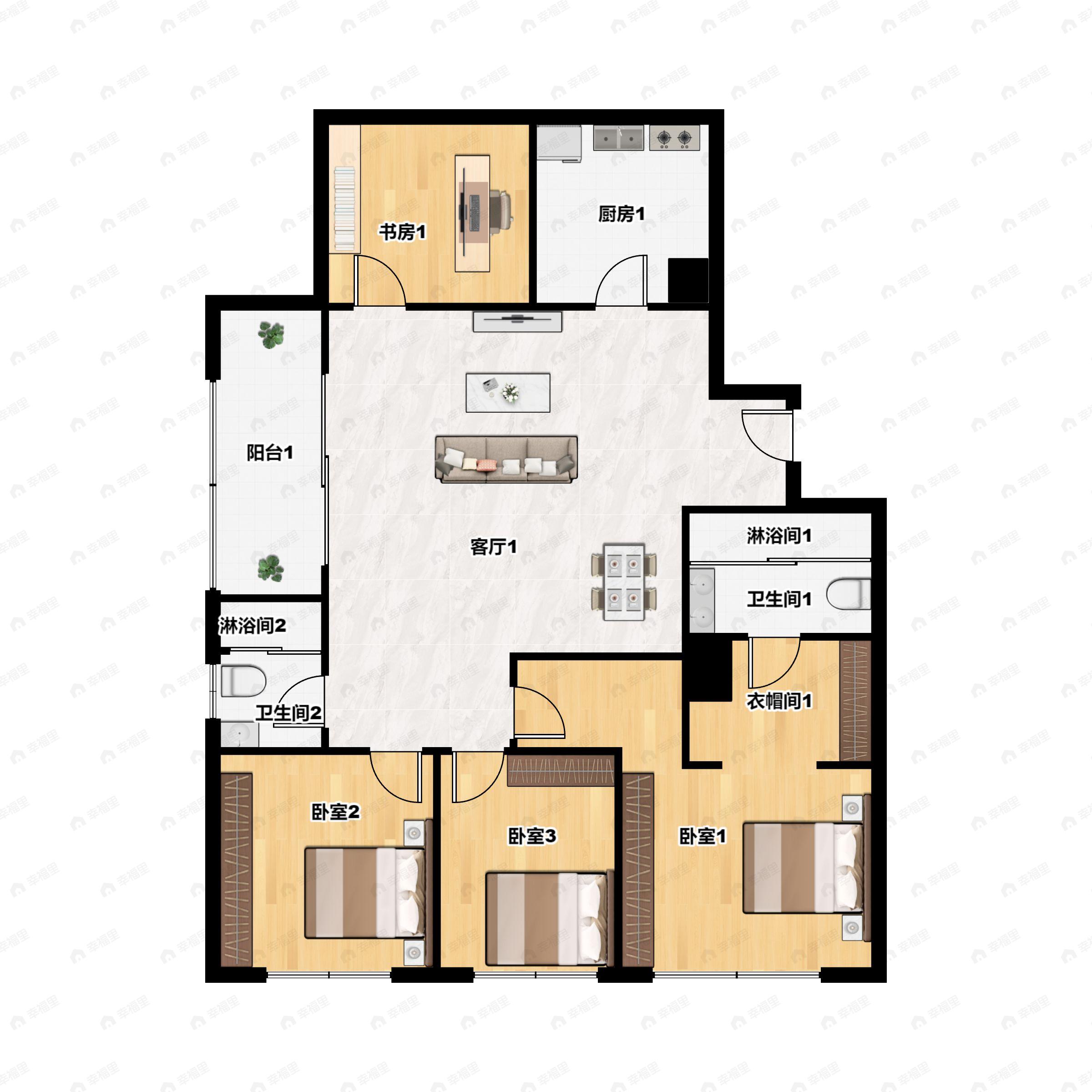 4室2厅2卫建面146平户型图