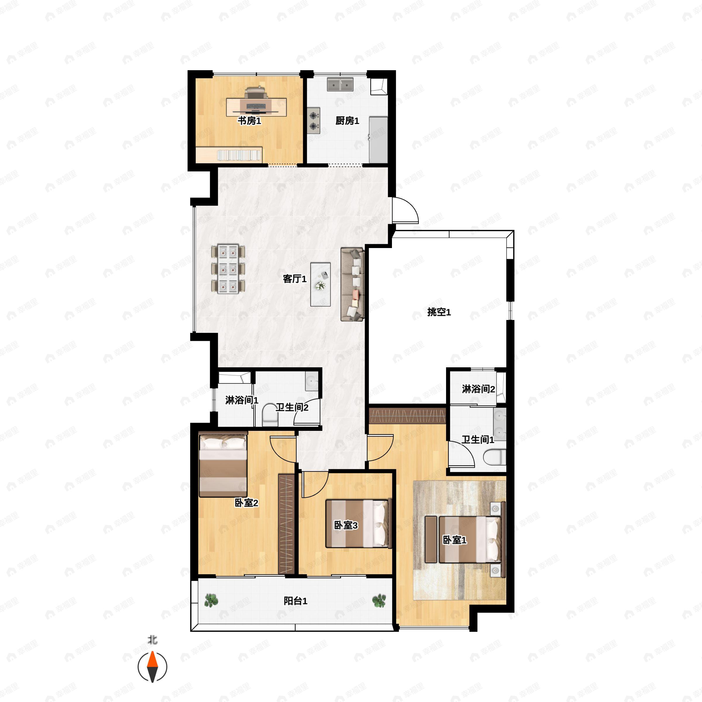 4室2厅2卫建面139平户型图