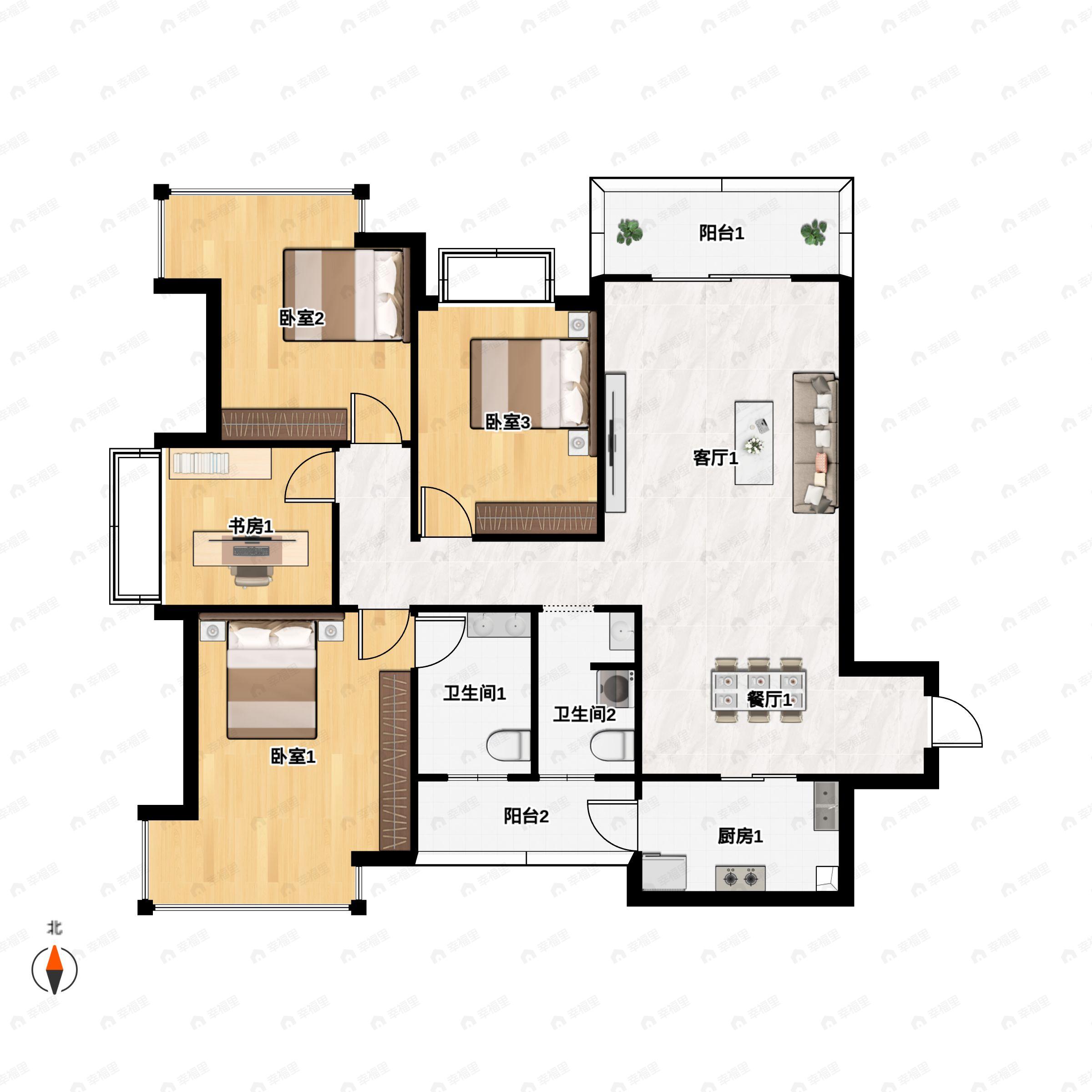 轨道壹号城4室2厅2卫户型图