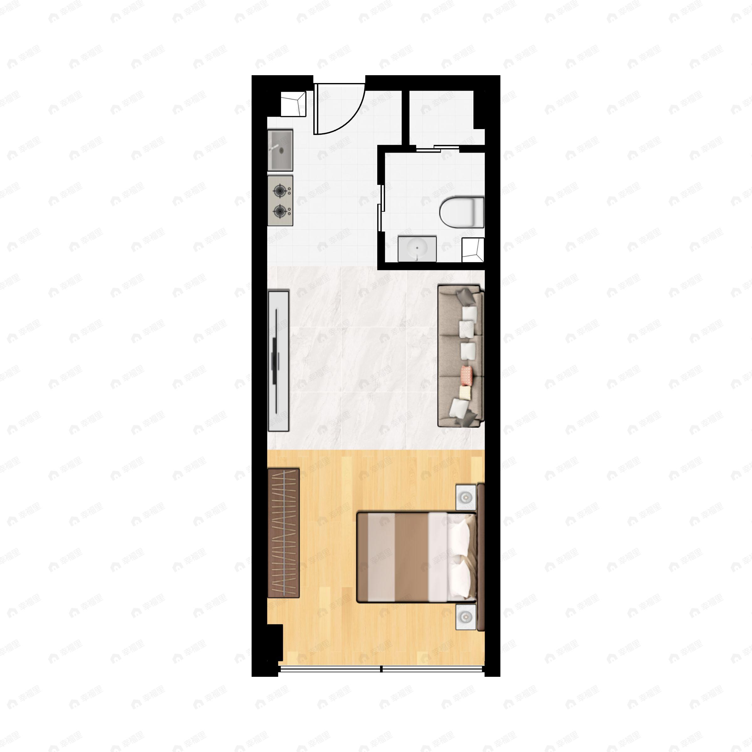 1室1厅1卫建面45平户型图