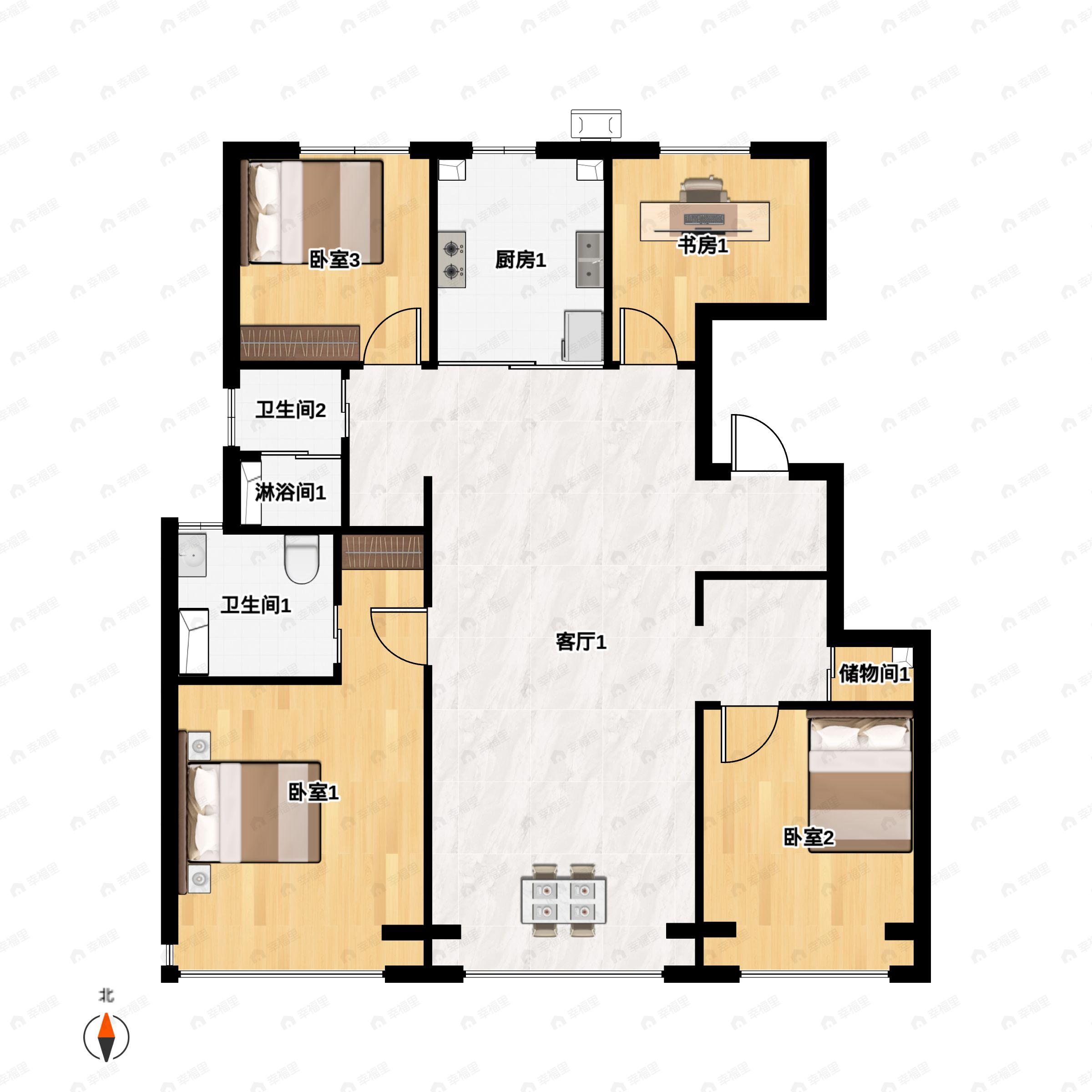 北投晟景汀澜4室2厅2卫户型图