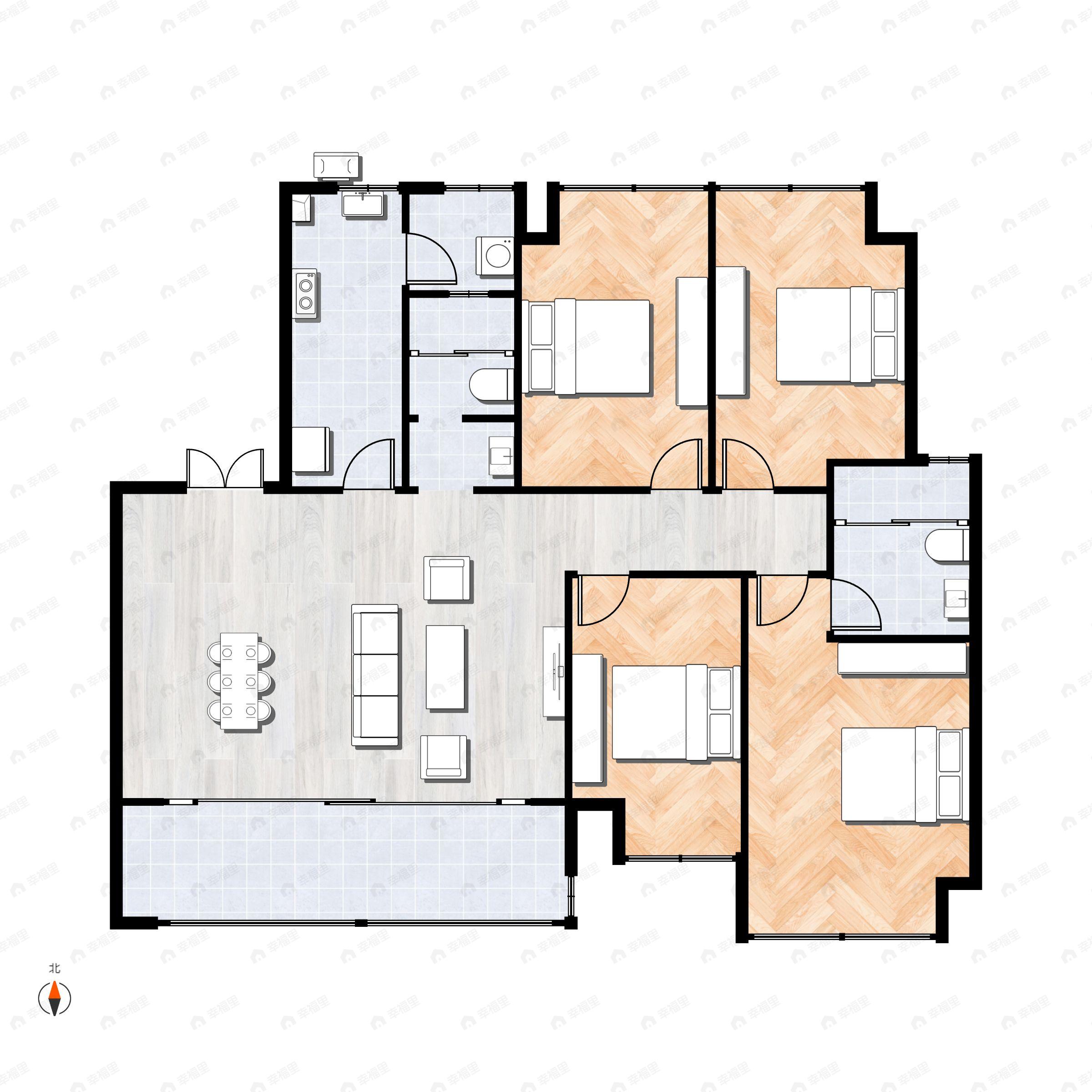 4室2厅2卫建面130平户型图