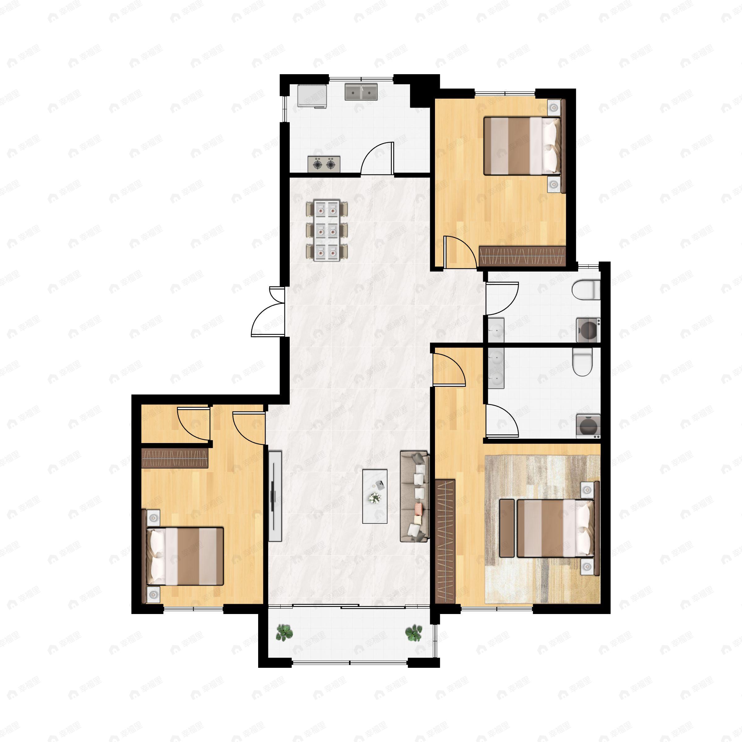 3室2厅2卫建面134平undefined户型图
