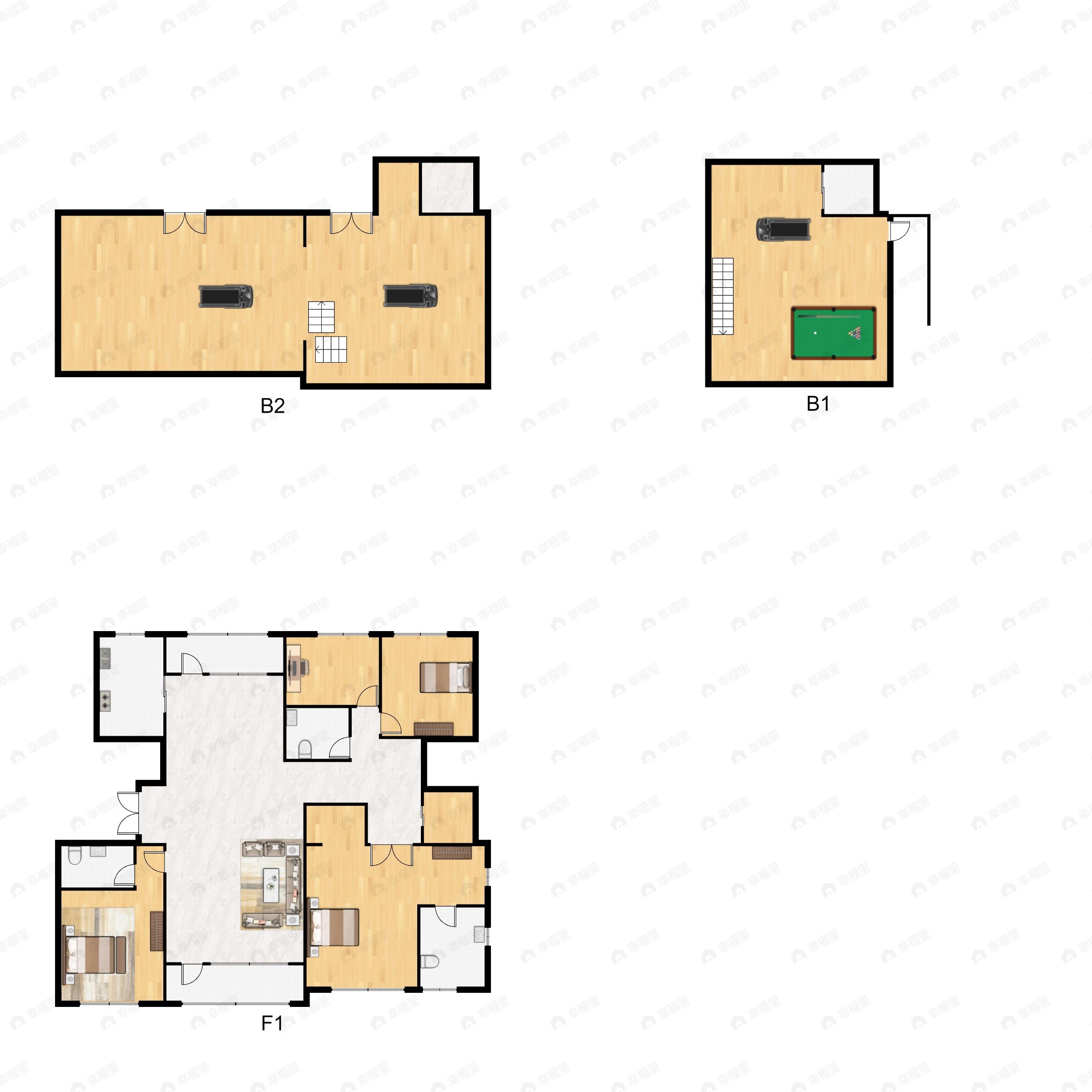 4室2厅3卫建面440平南户型图