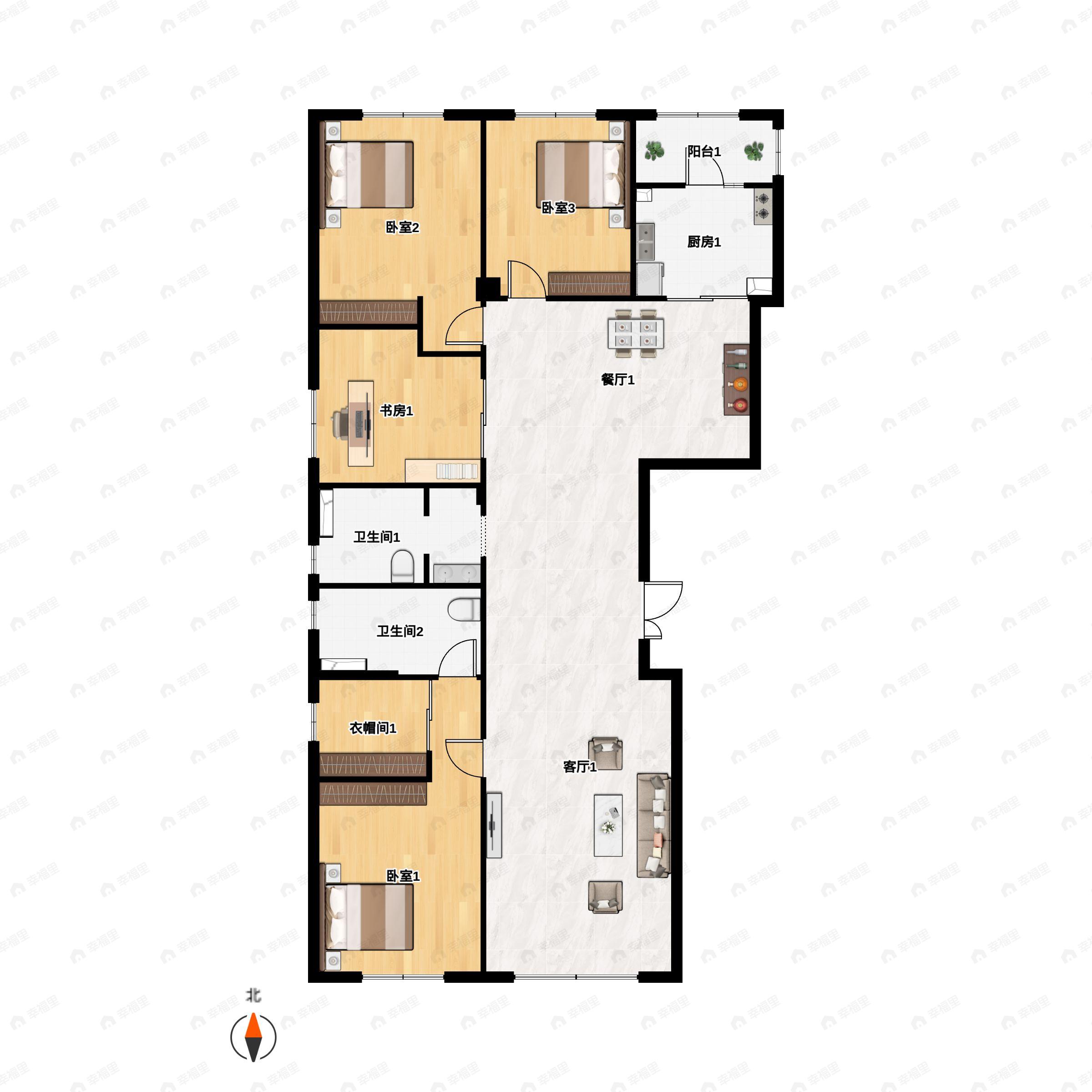 4室2厅2卫建面203平户型图