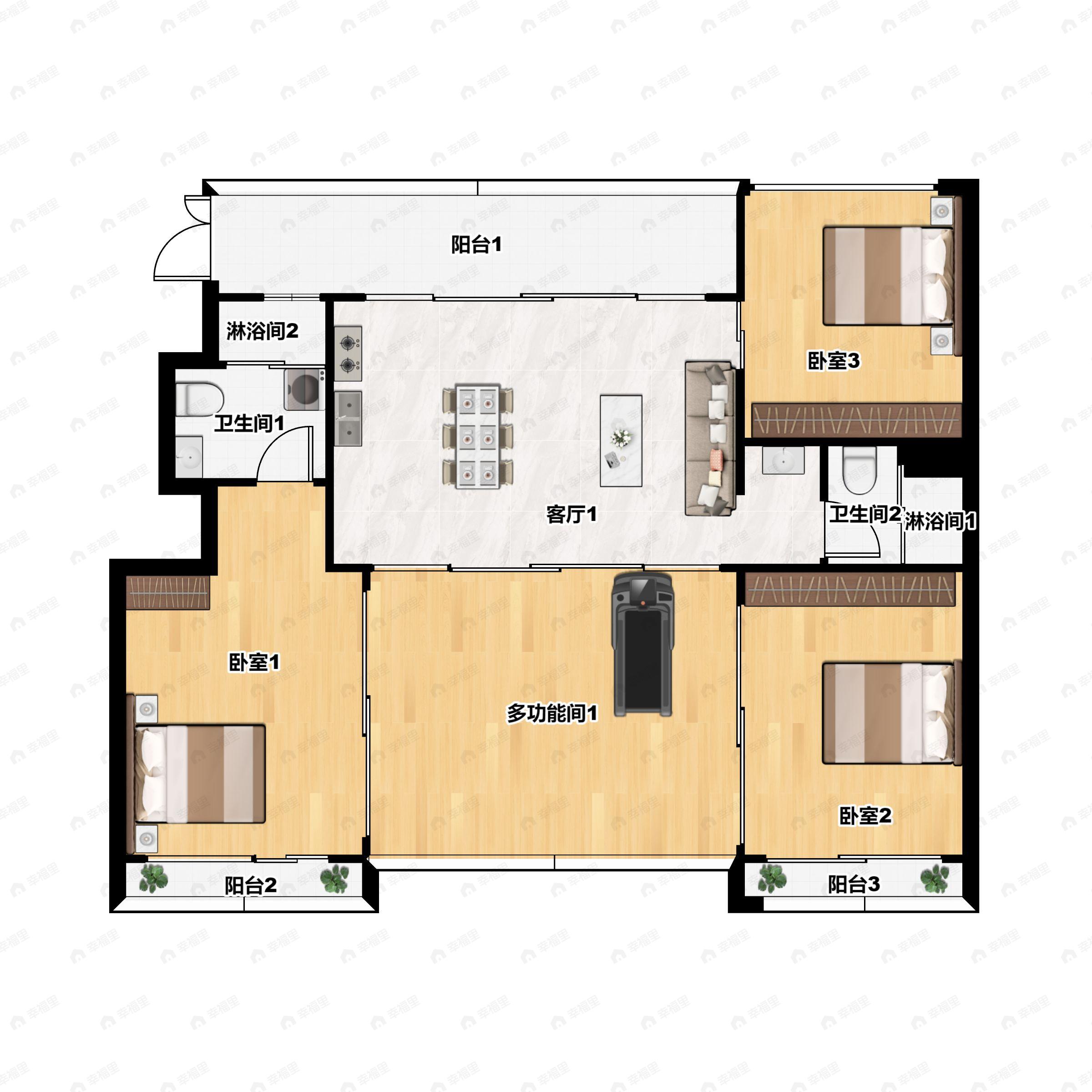 翠屏凤凰海岸3室2厅2卫户型图