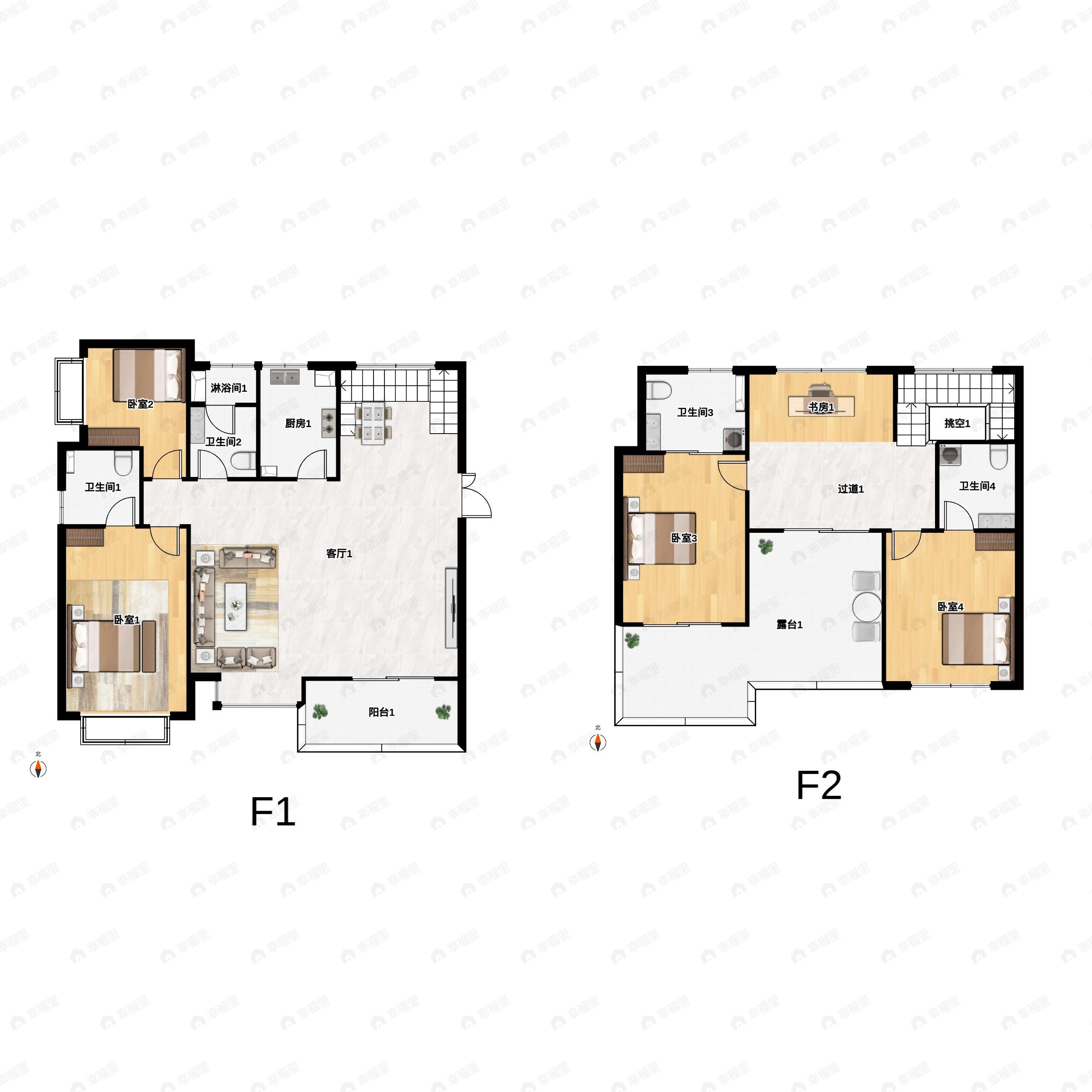 3室2厅2卫建面187平户型图