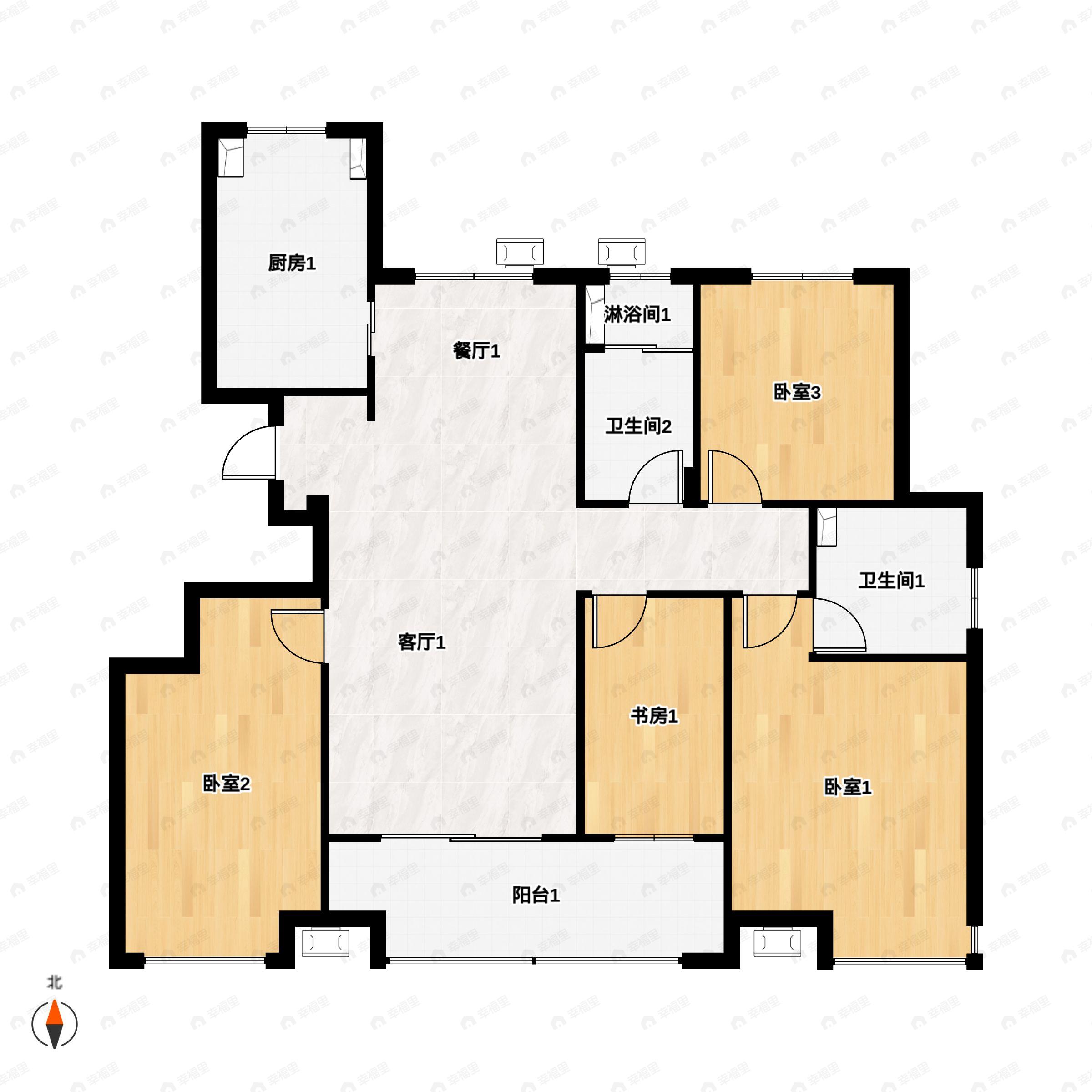 4室2厅2卫建面138平户型图
