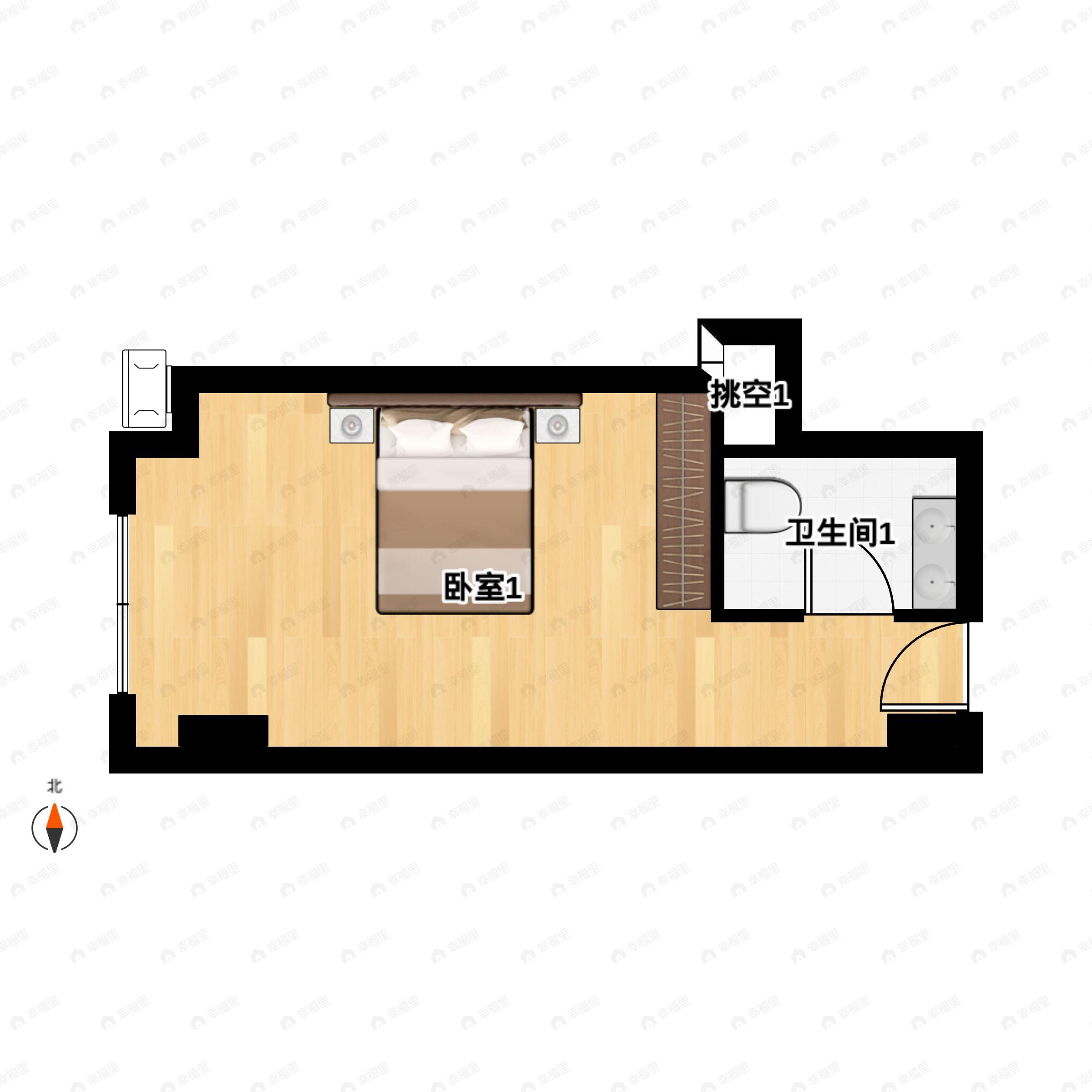 1室1厅1卫建面51平户型图