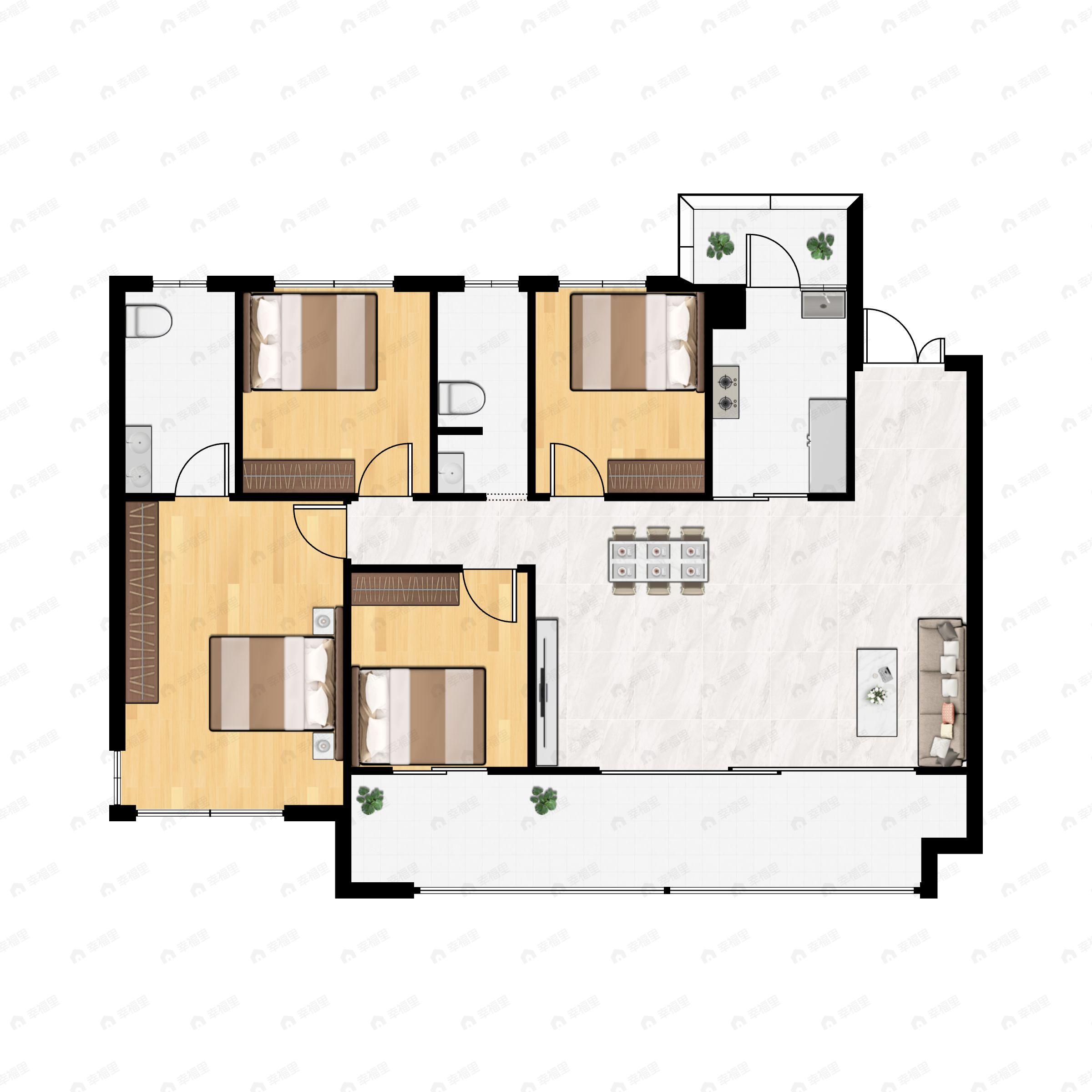 4室2厅2卫建面150平户型图