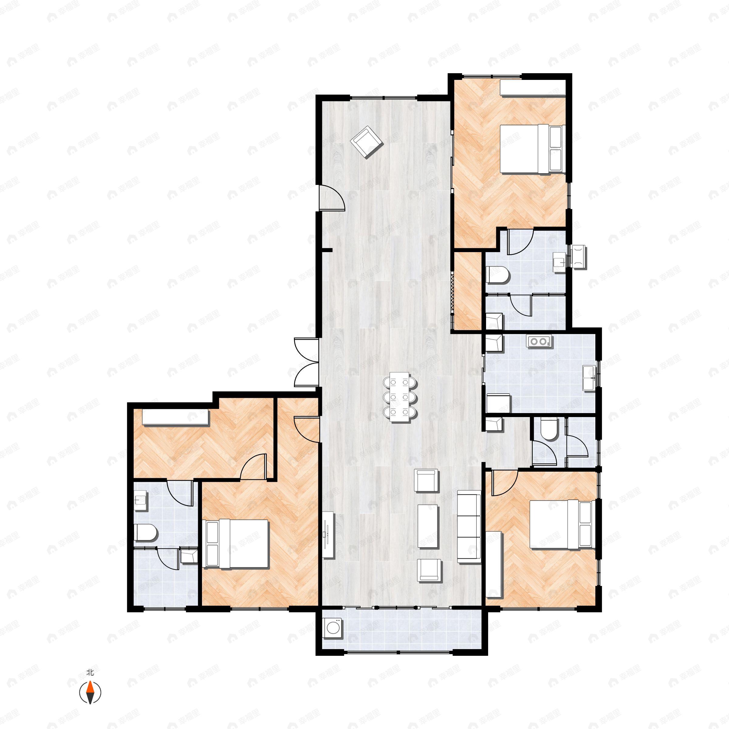3室2厅3卫建面216平南户型图