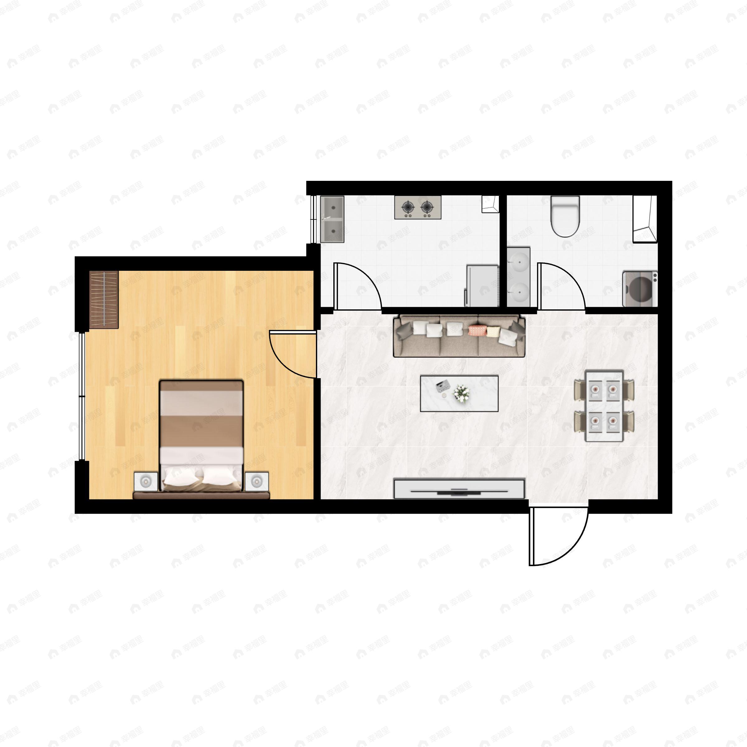 远洋金马杰座1室1厅1卫户型图