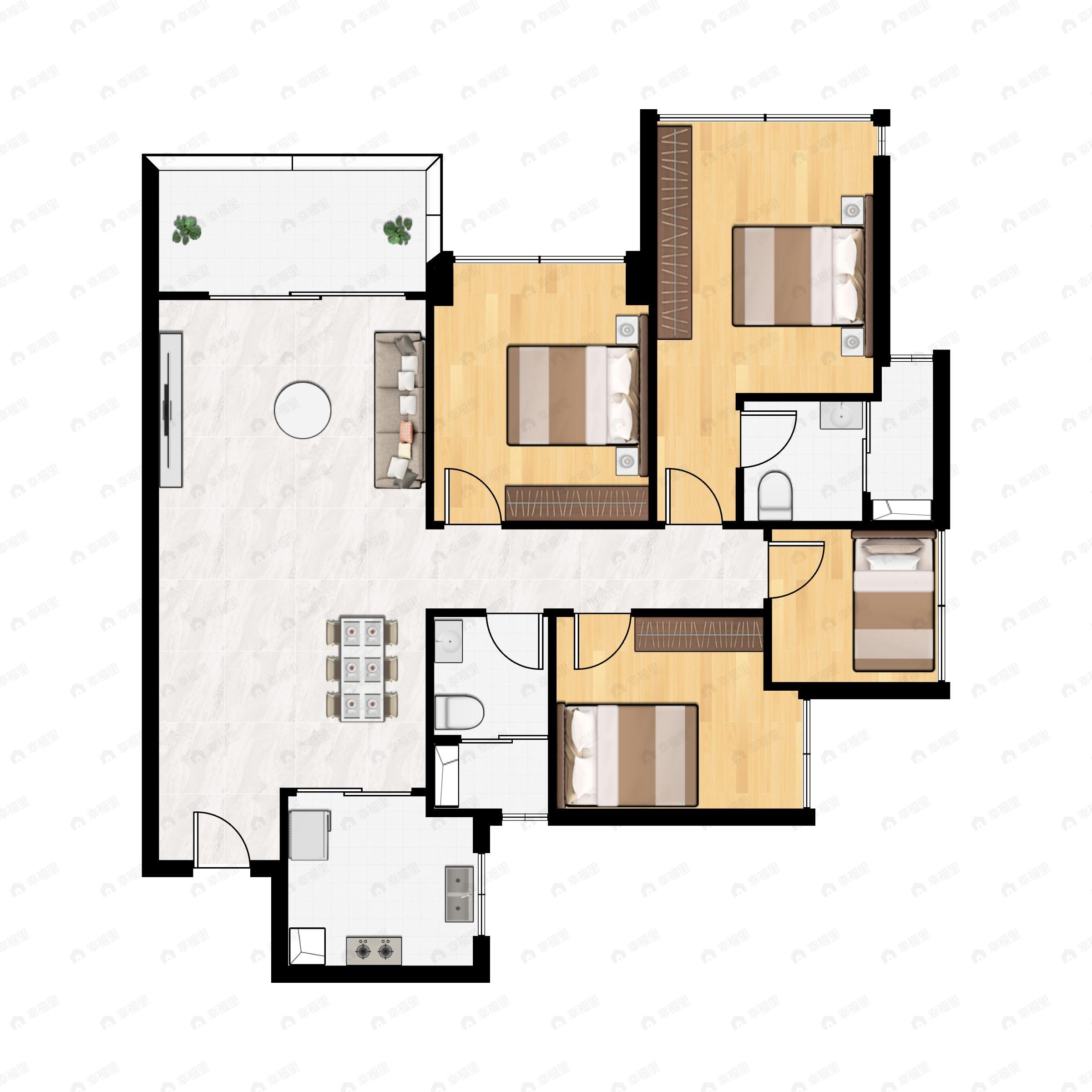 星河东悦湾4室2厅2卫户型图