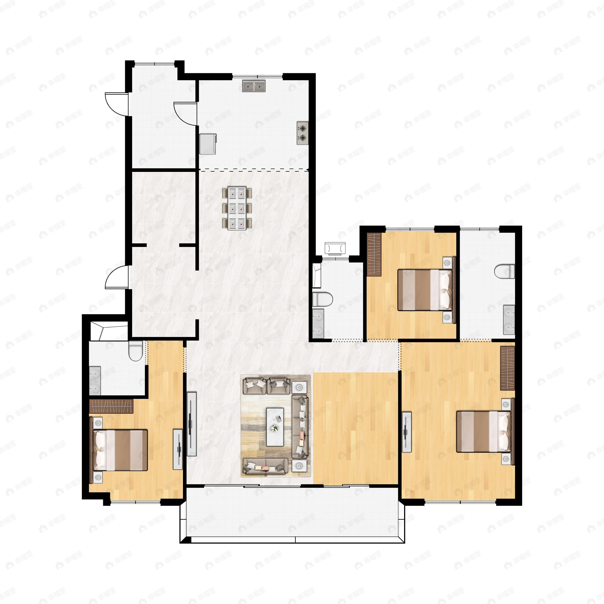 4室2厅3卫建面184平户型图