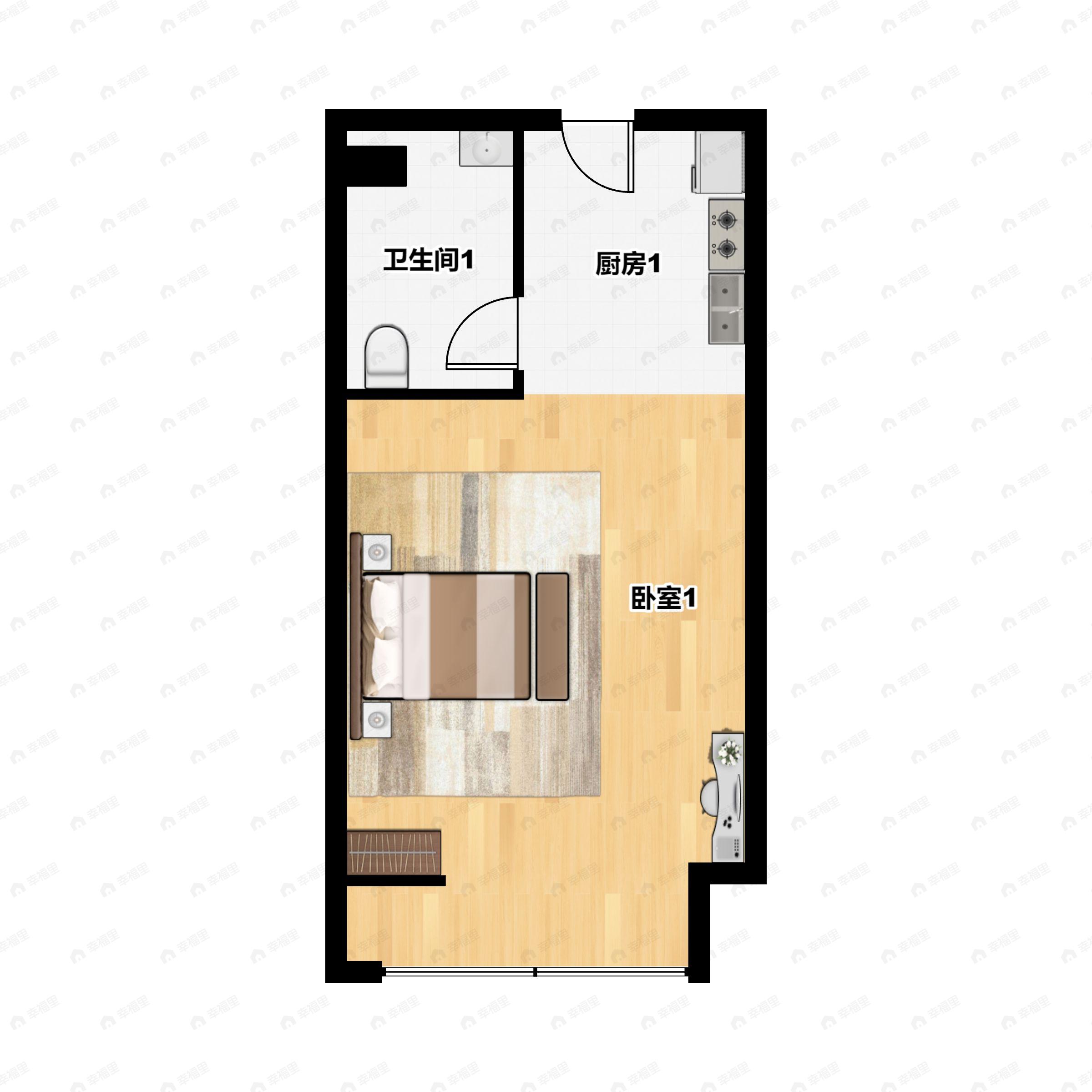 1室1卫建面36m²南户型图