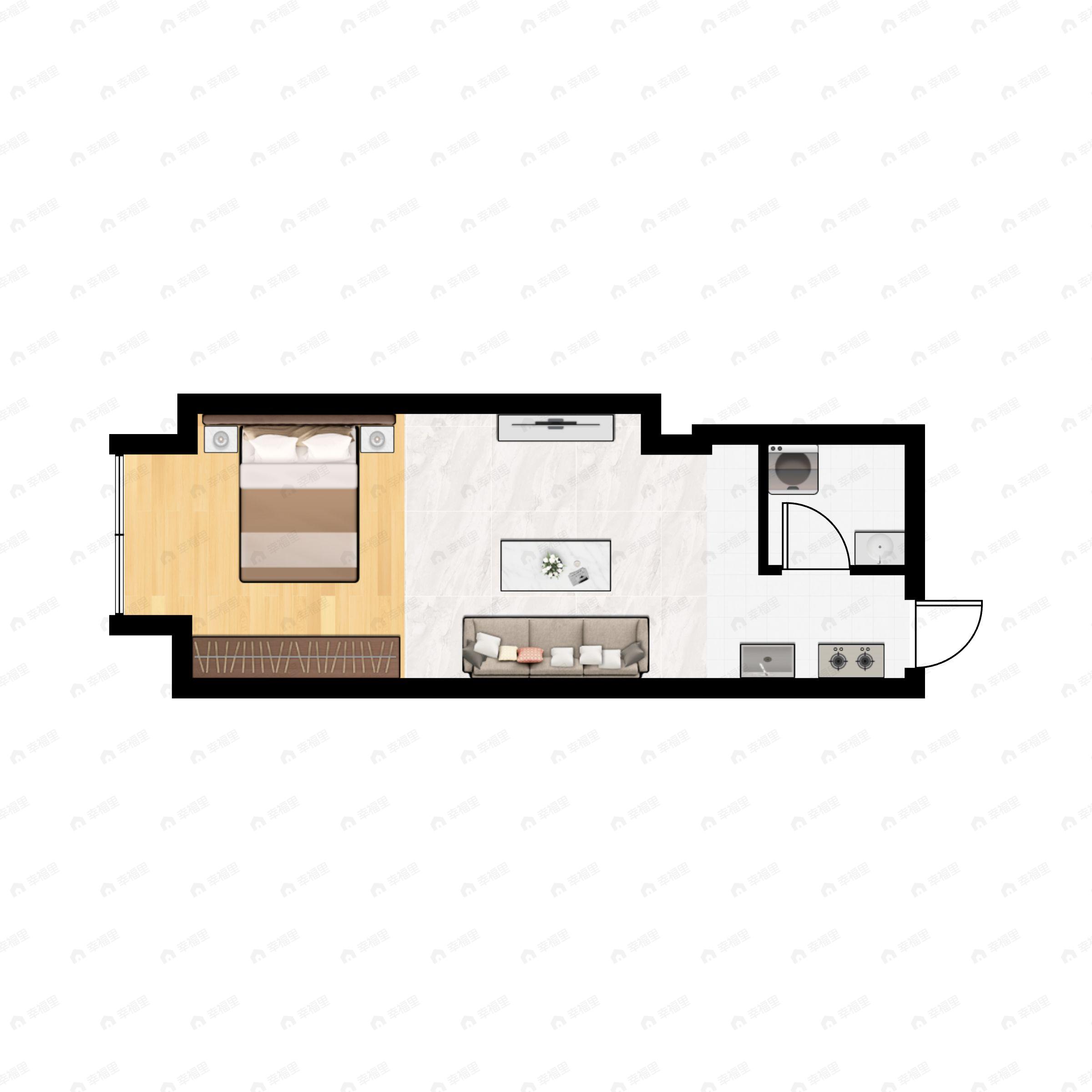 1室1卫建面41平西户型图