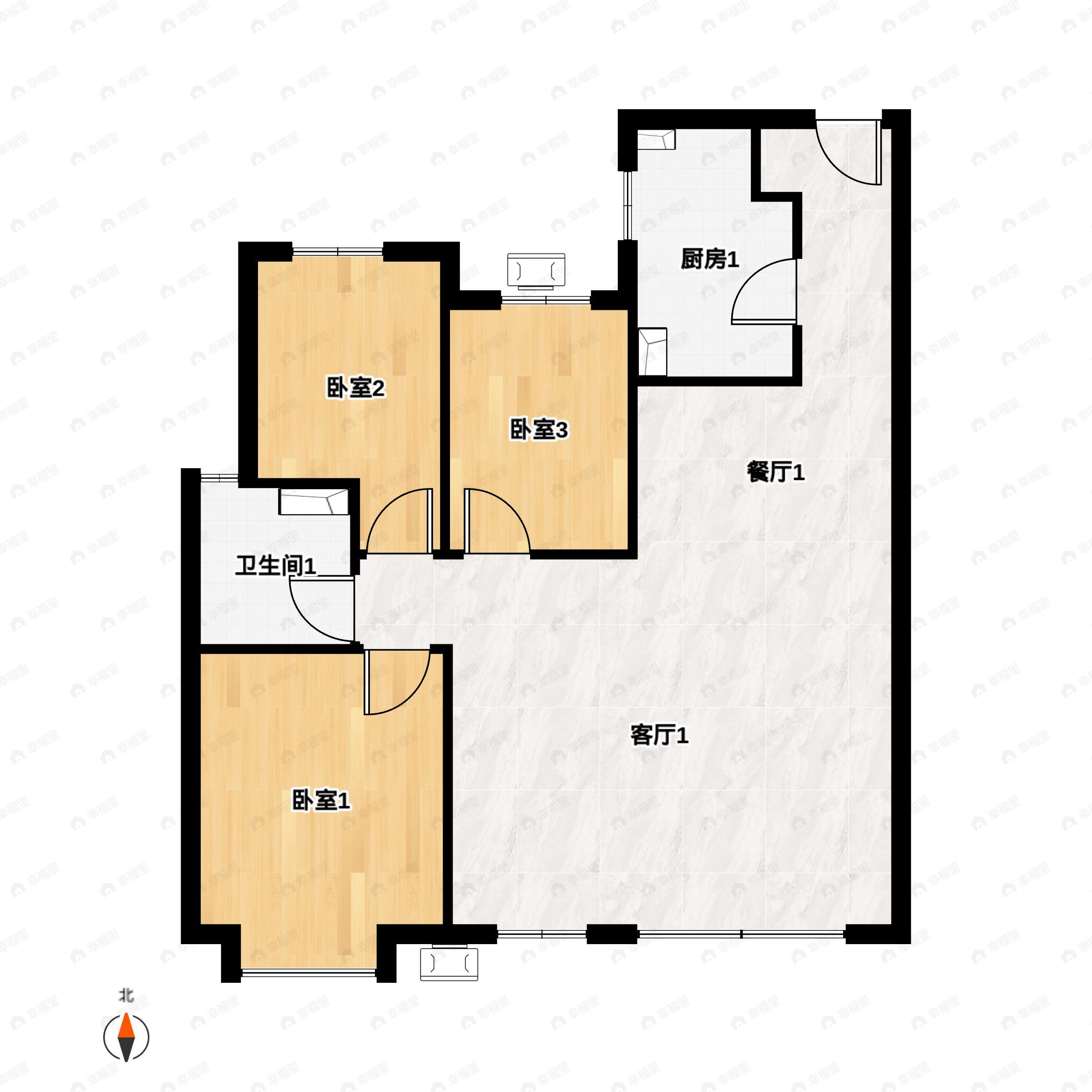 3室2厅1卫建面116平南户型图
