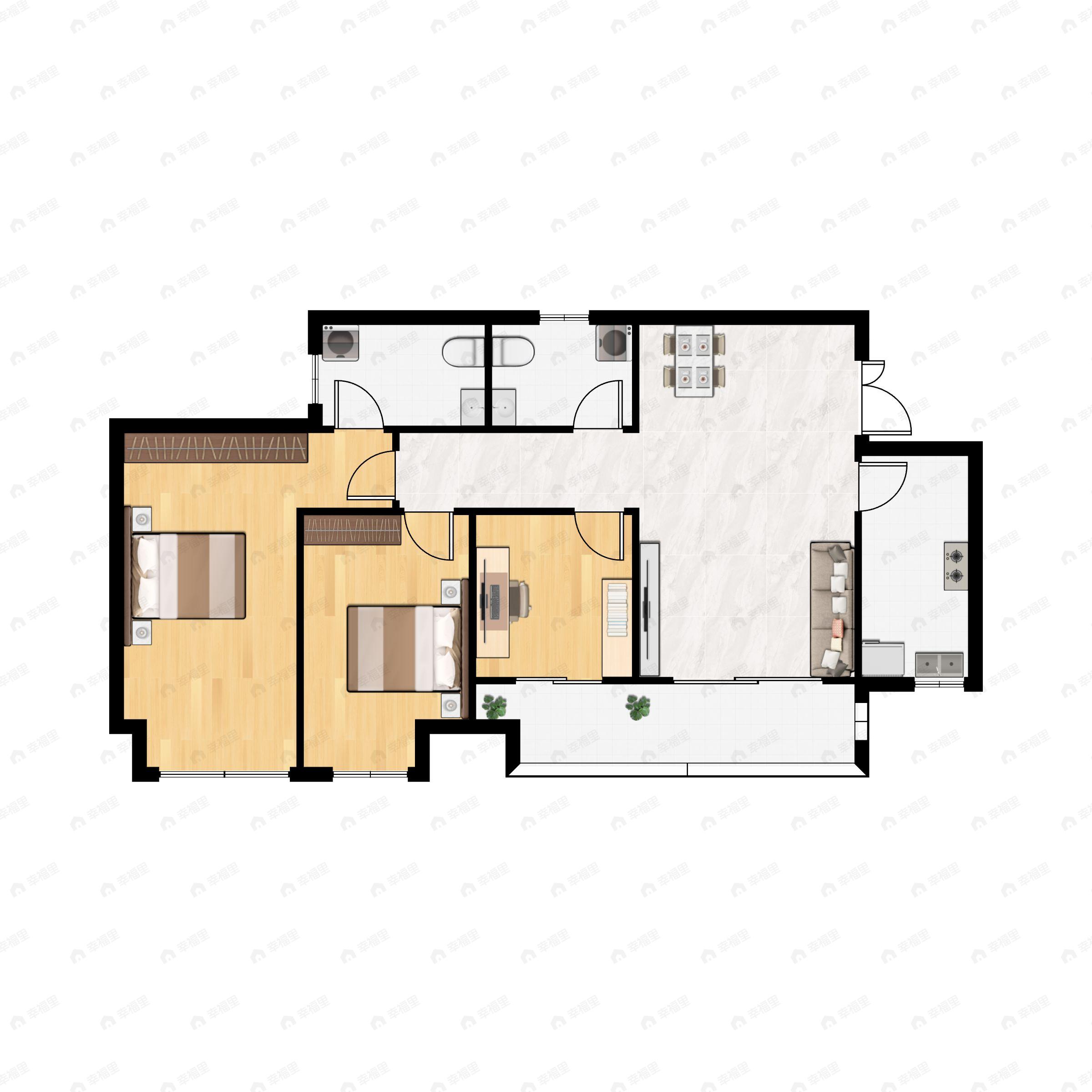 3室2厅2卫建面95平undefined户型图