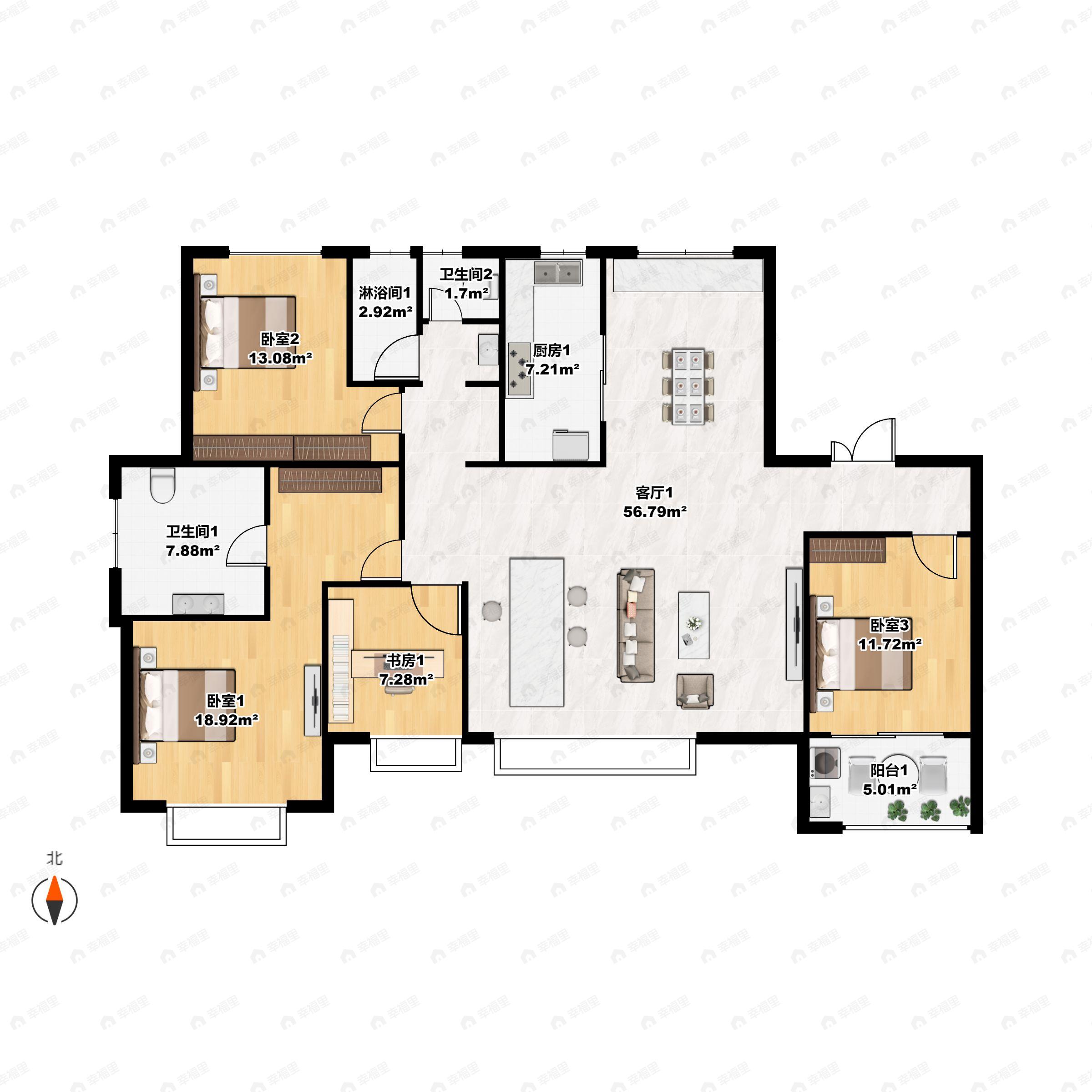 海晟大学府4室2厅2卫户型图