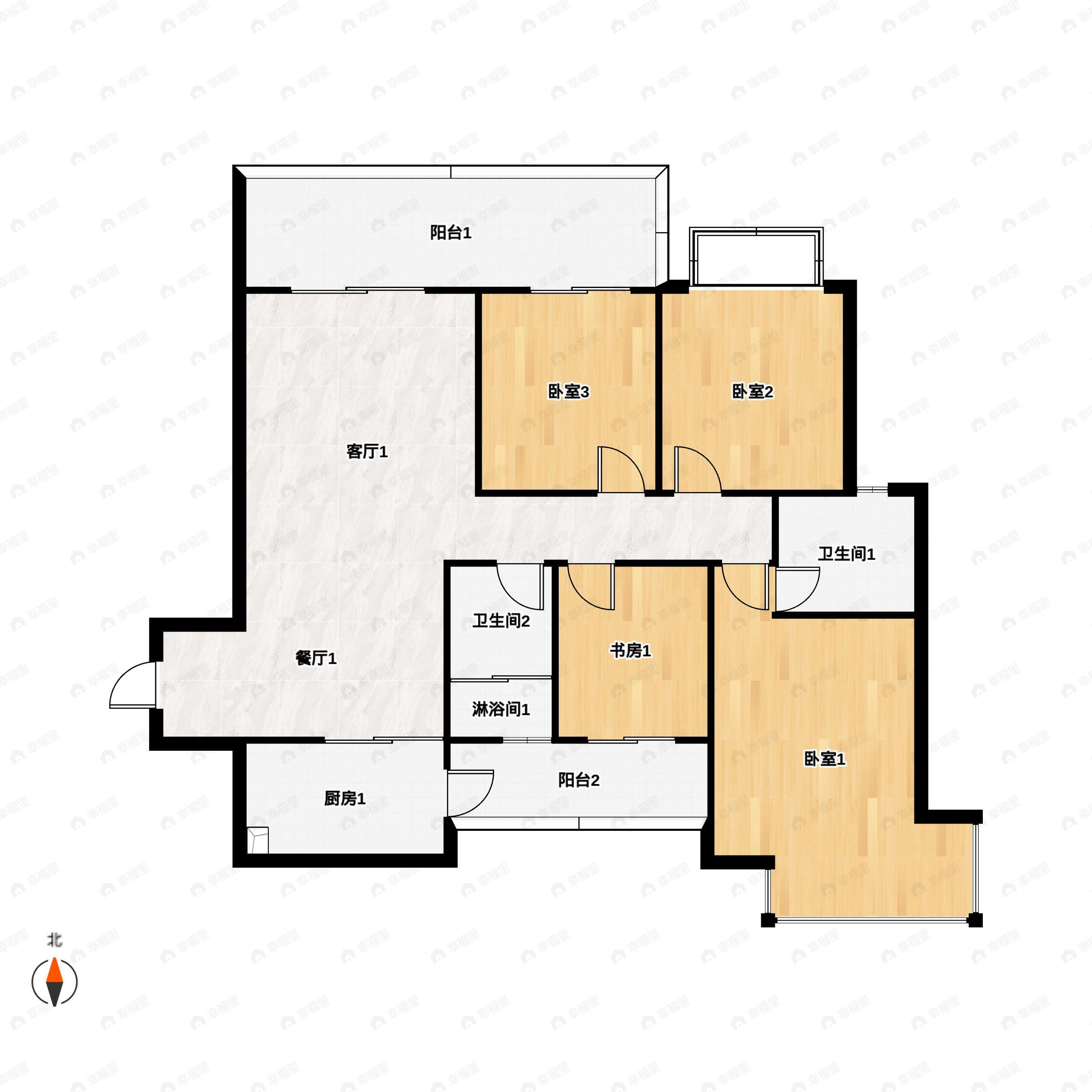 4室2厅2卫建面139平户型图