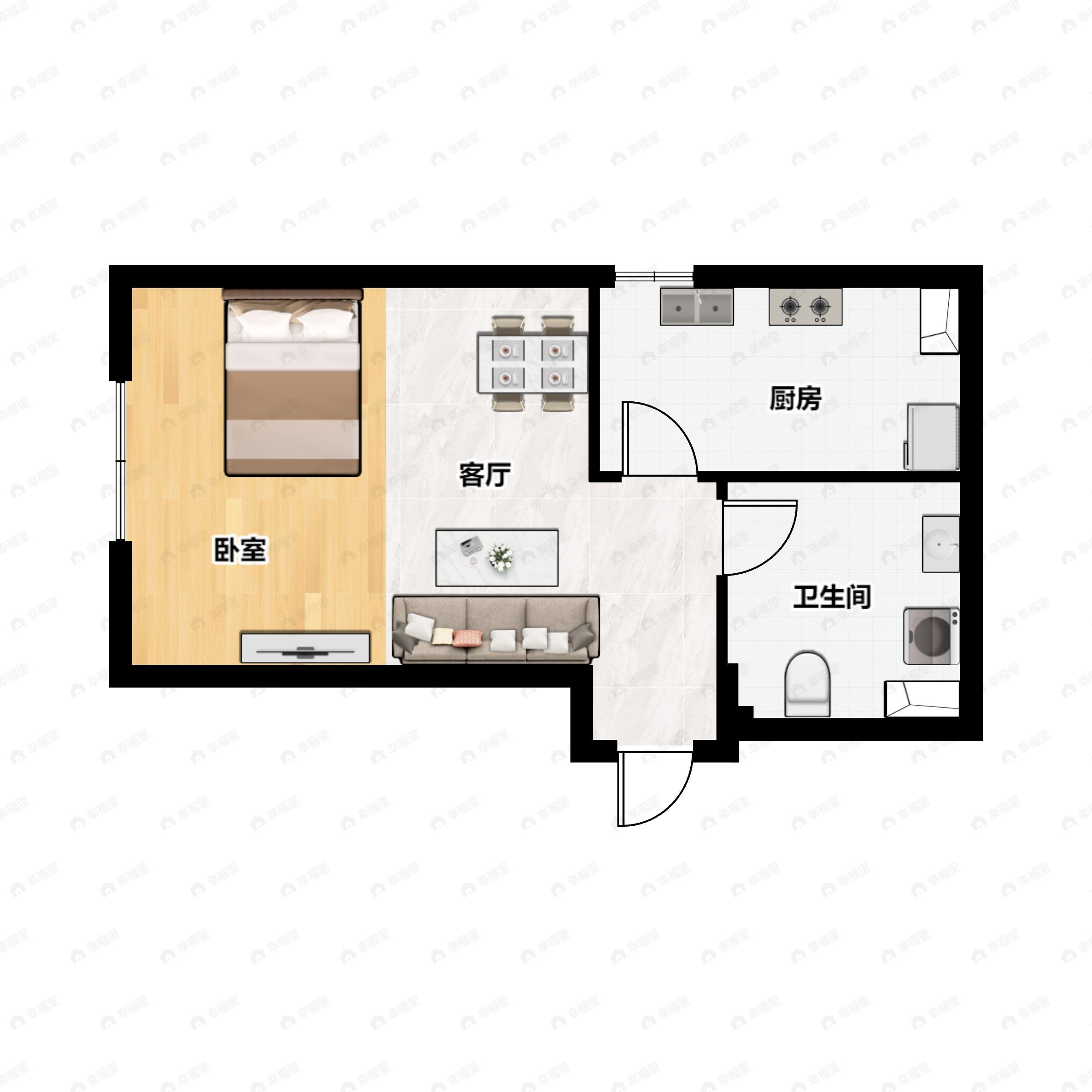 1室2厅1卫建面41平户型图