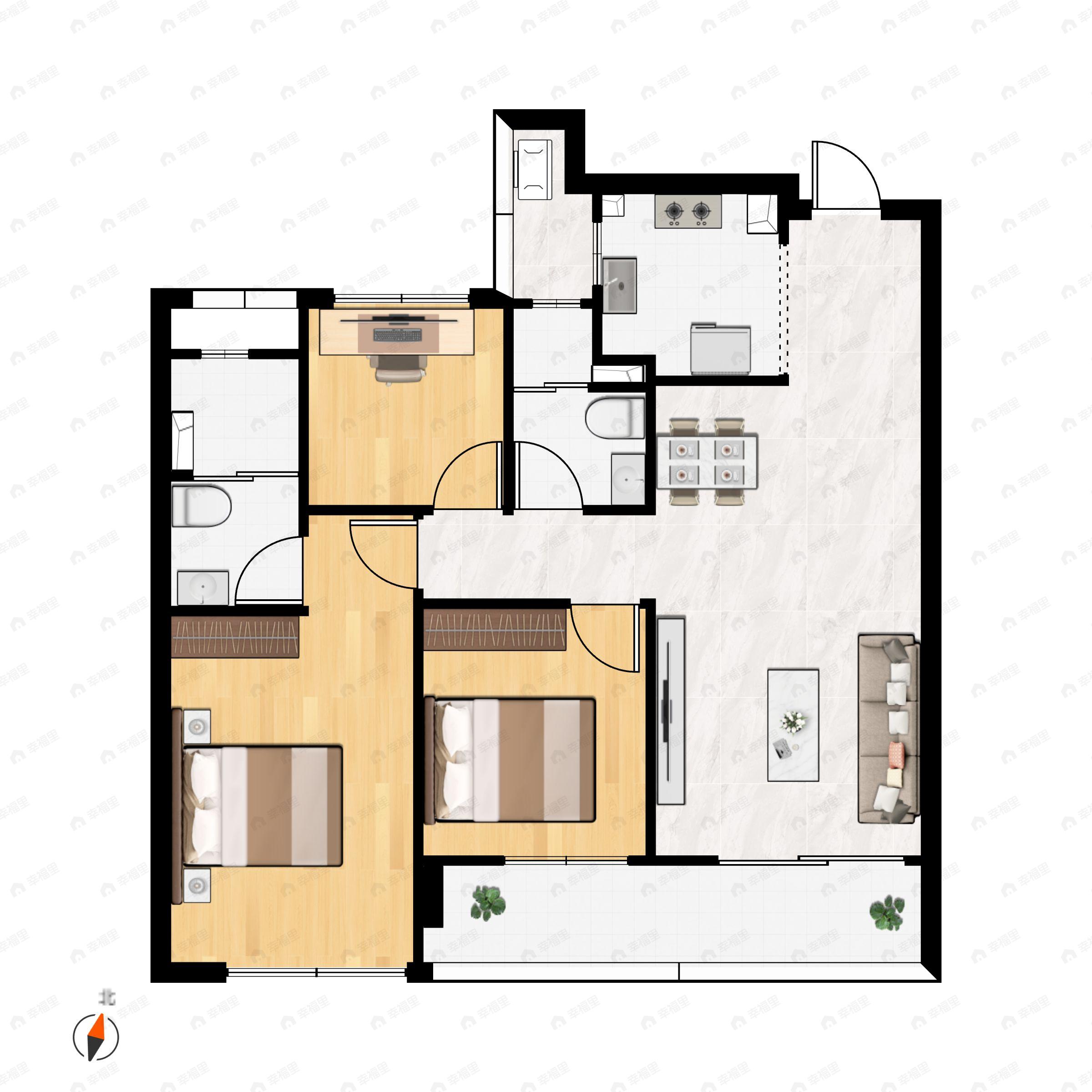 中天大家宸澜学府3室2厅2卫户型图