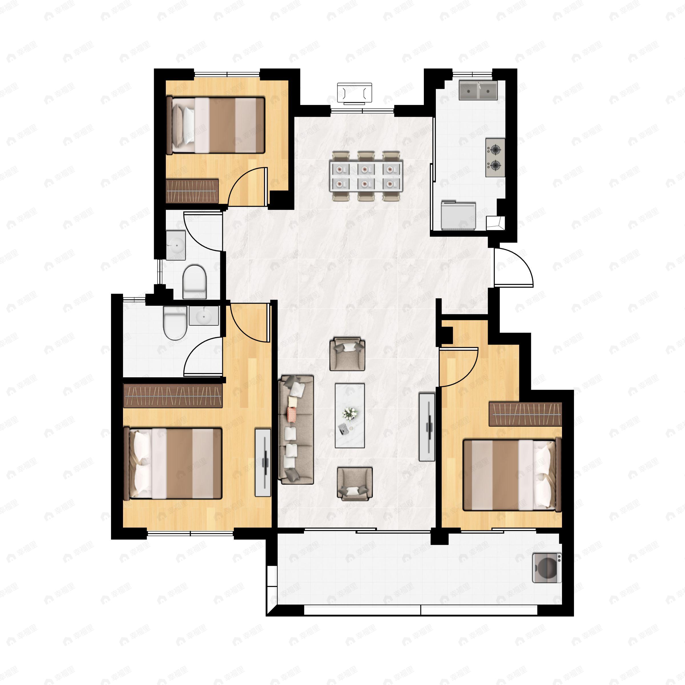 同天国宾府3室2厅2卫户型图