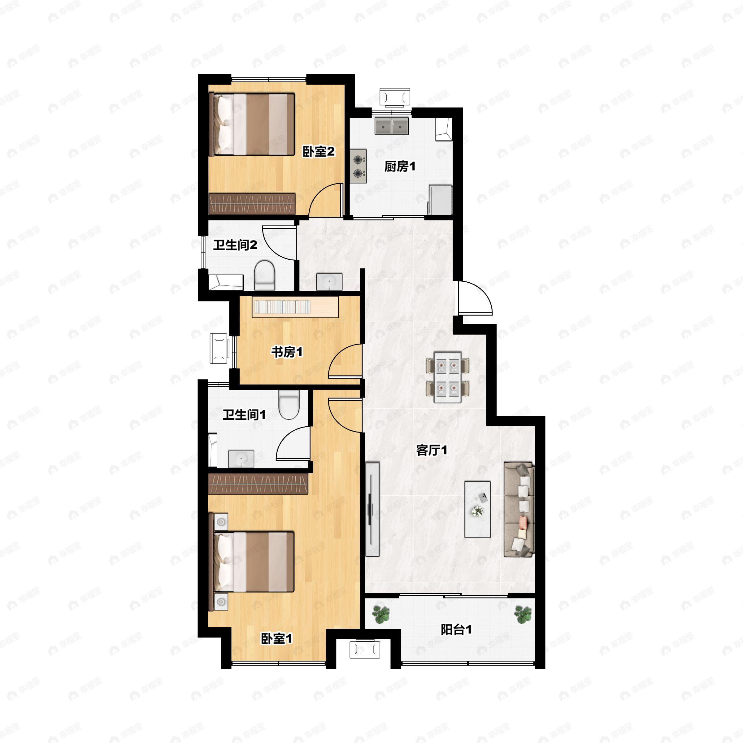 义亭之心云邸3室2厅2卫户型图