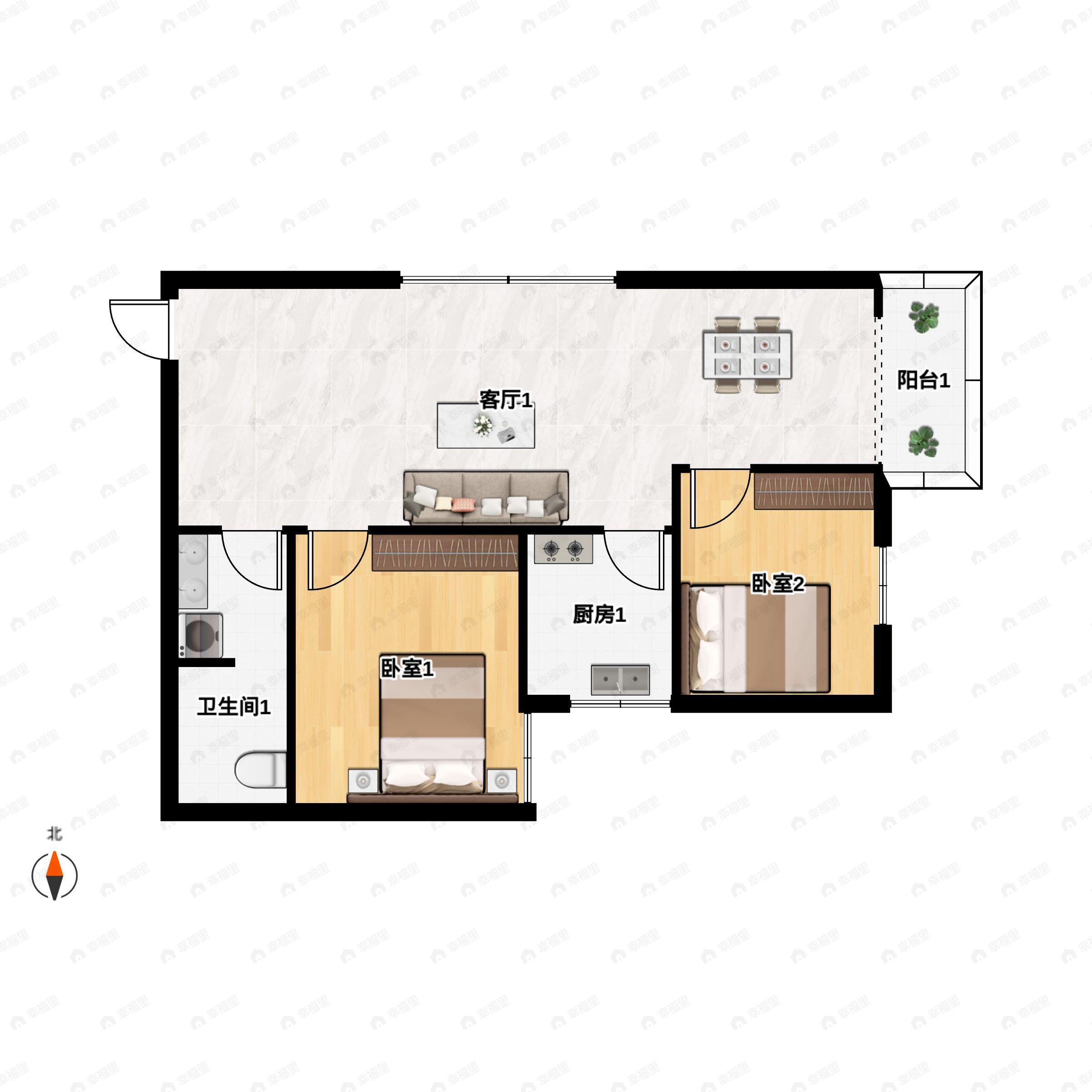 皇城九号2室2厅1卫户型图