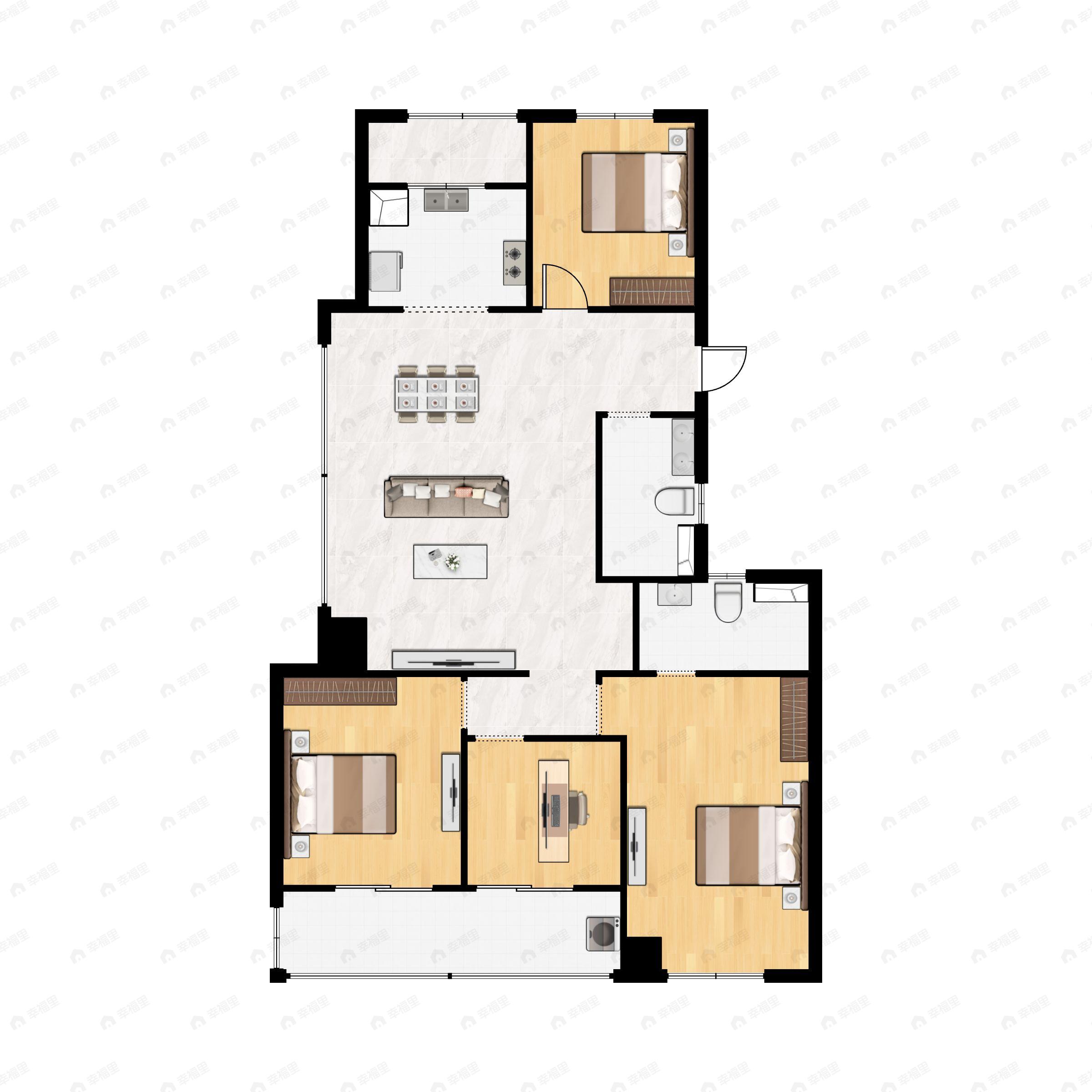 4室2厅2卫建面131平南户型图
