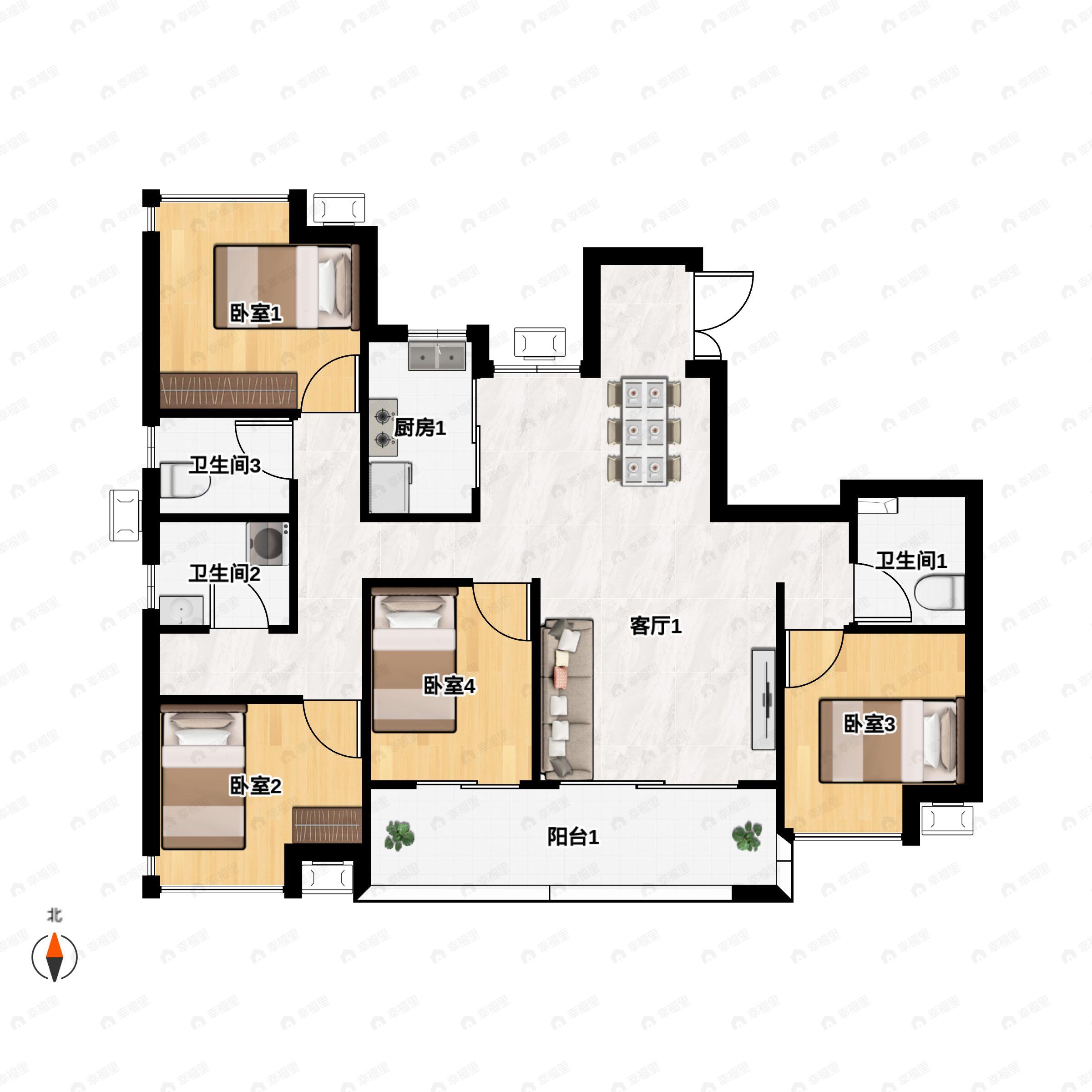 榕发江墘云筑4室2厅3卫户型图