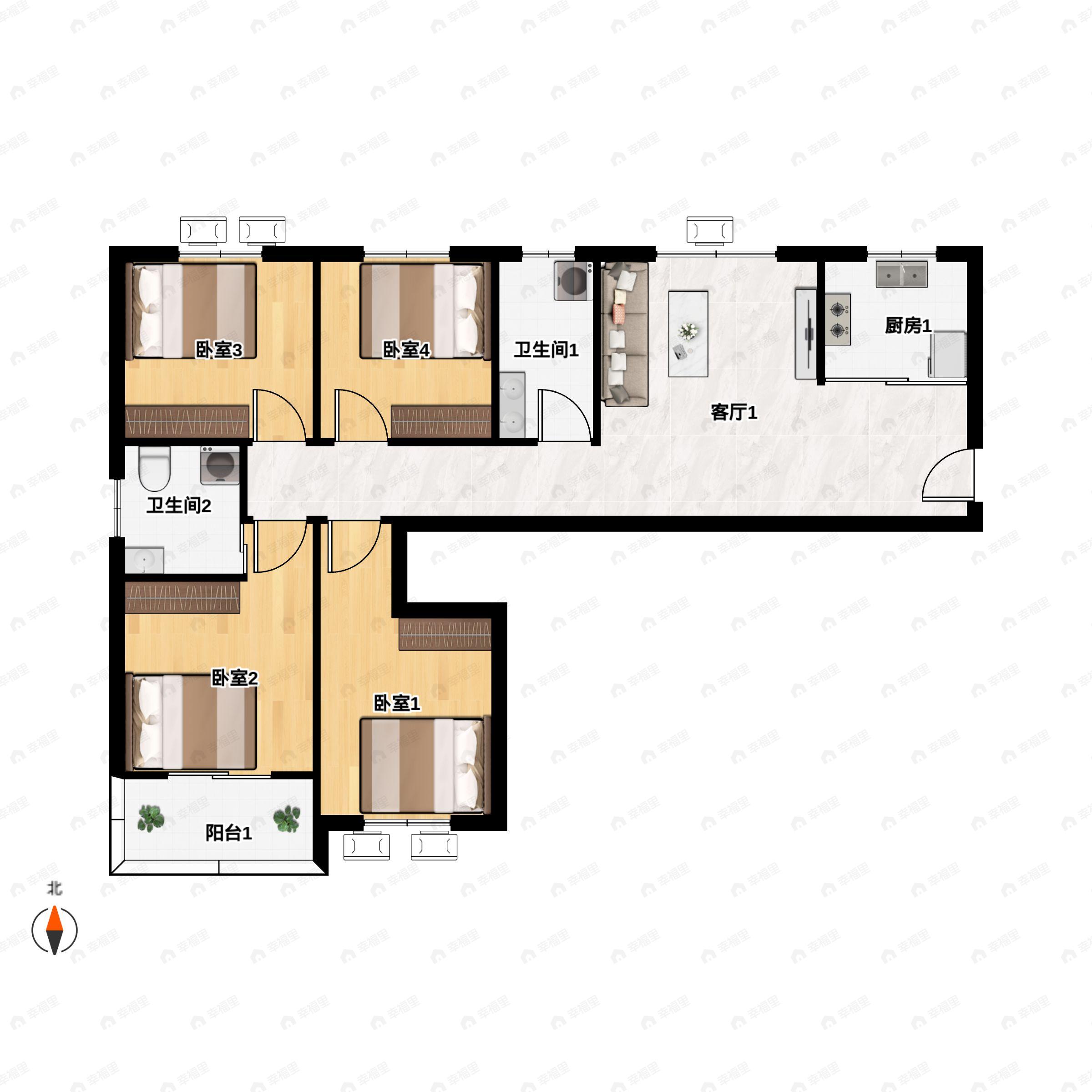 光华雅居4室2厅2卫户型图