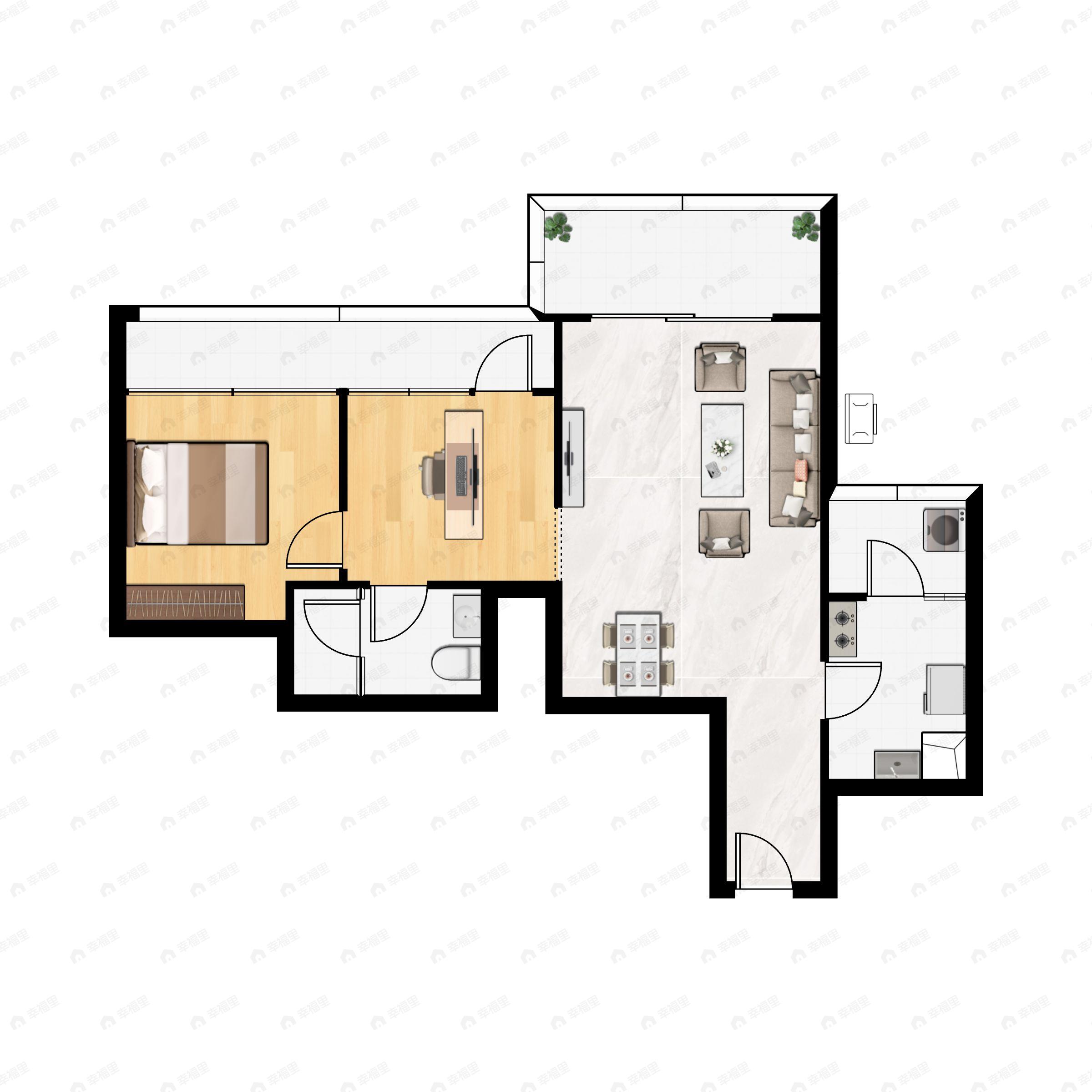 2室2厅1卫建面83平户型图