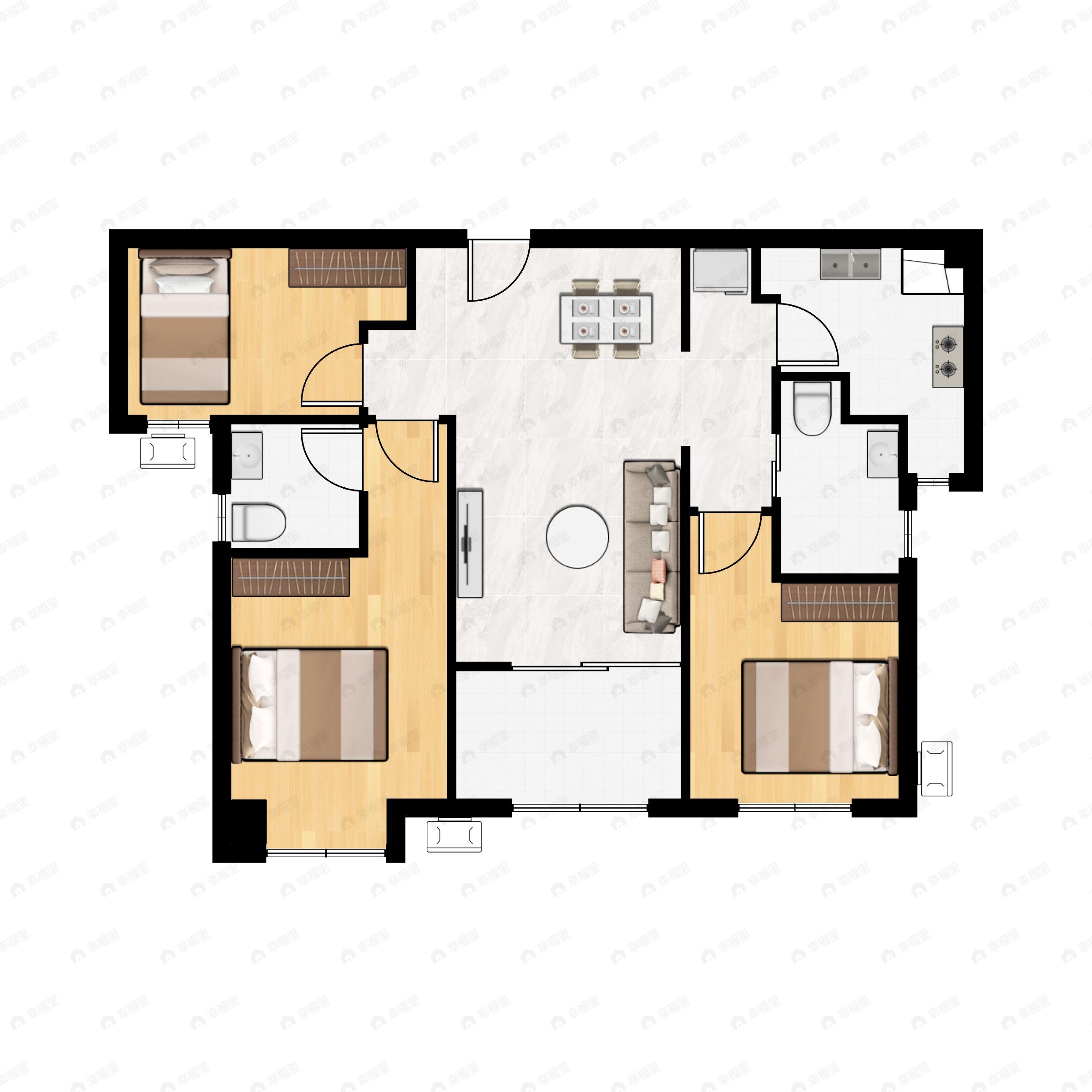 环东金茂悦云湾3室2厅2卫户型图