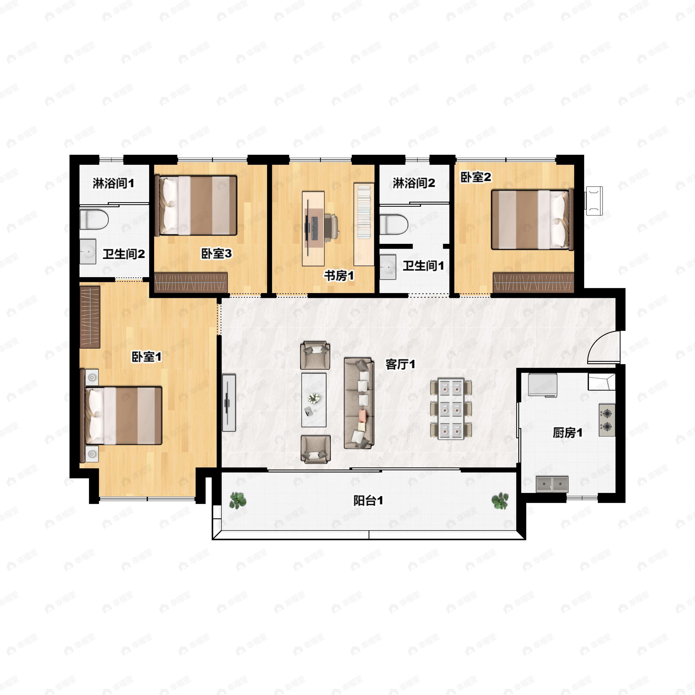 4室2厅2卫建面135平户型图